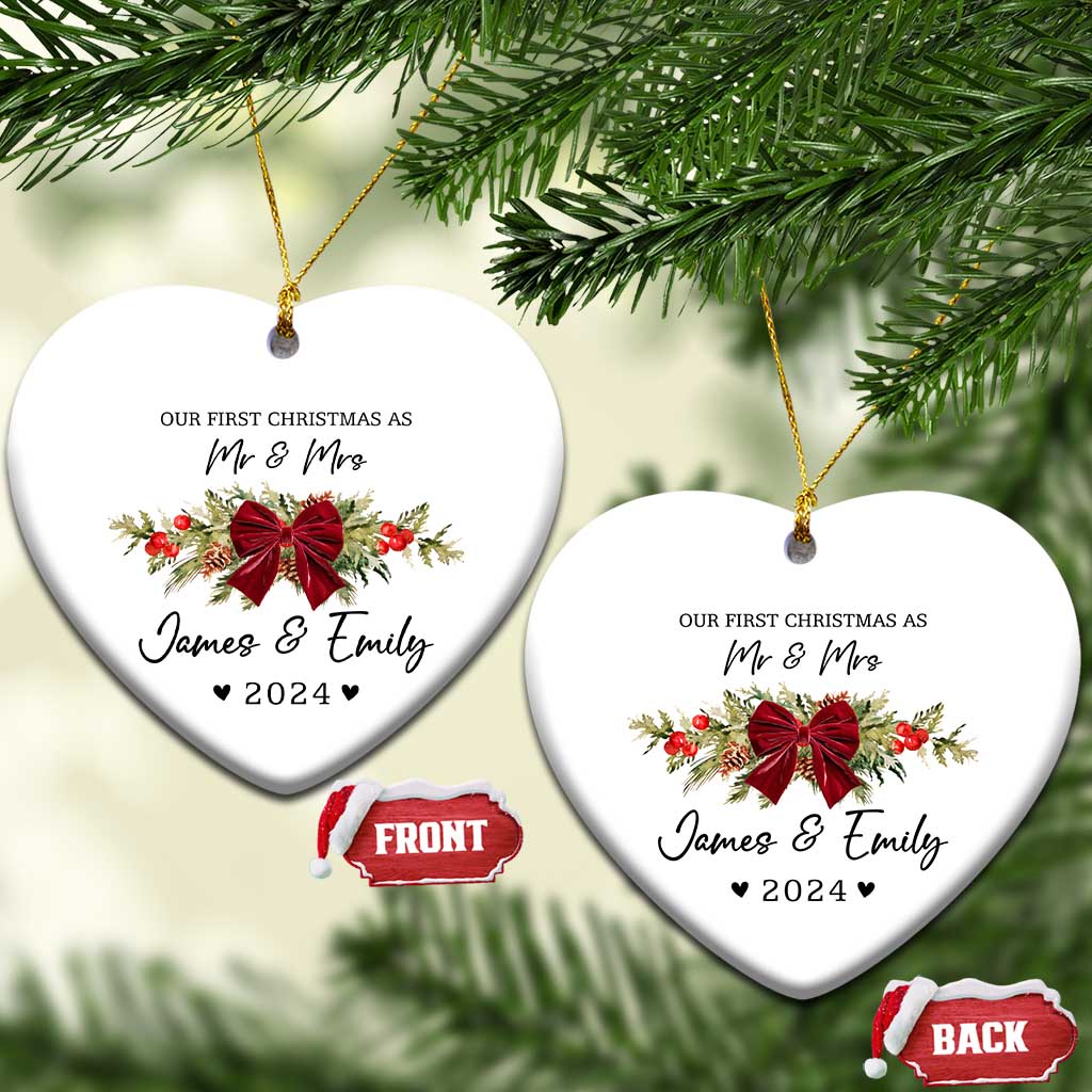 Personalised First Xmas as Mr & Mrs Christmas Ornament Custom Name Keepsake Wedding Gifts for Newlywed Couple TS10