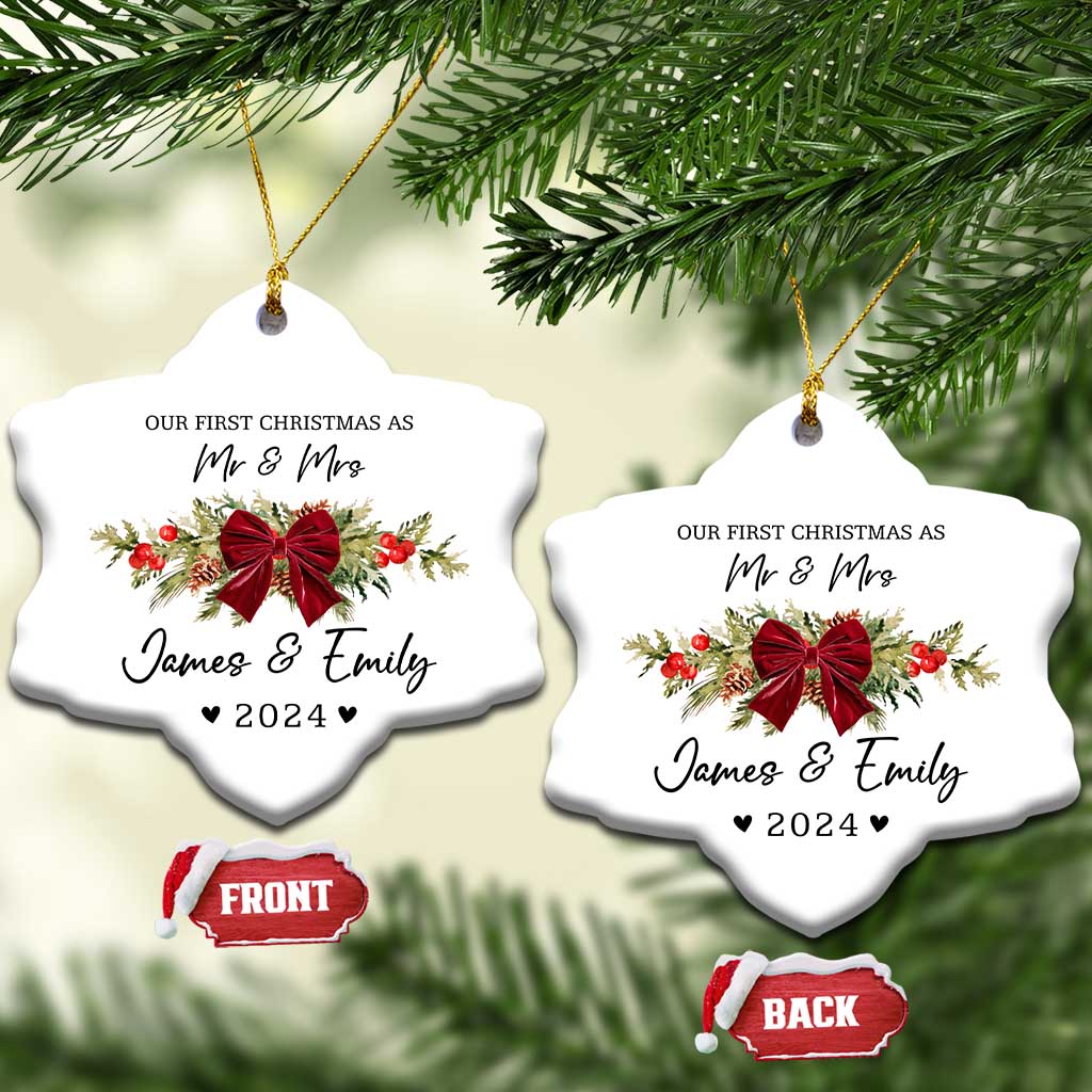 Personalised First Xmas as Mr & Mrs Christmas Ornament Custom Name Keepsake Wedding Gifts for Newlywed Couple TS10