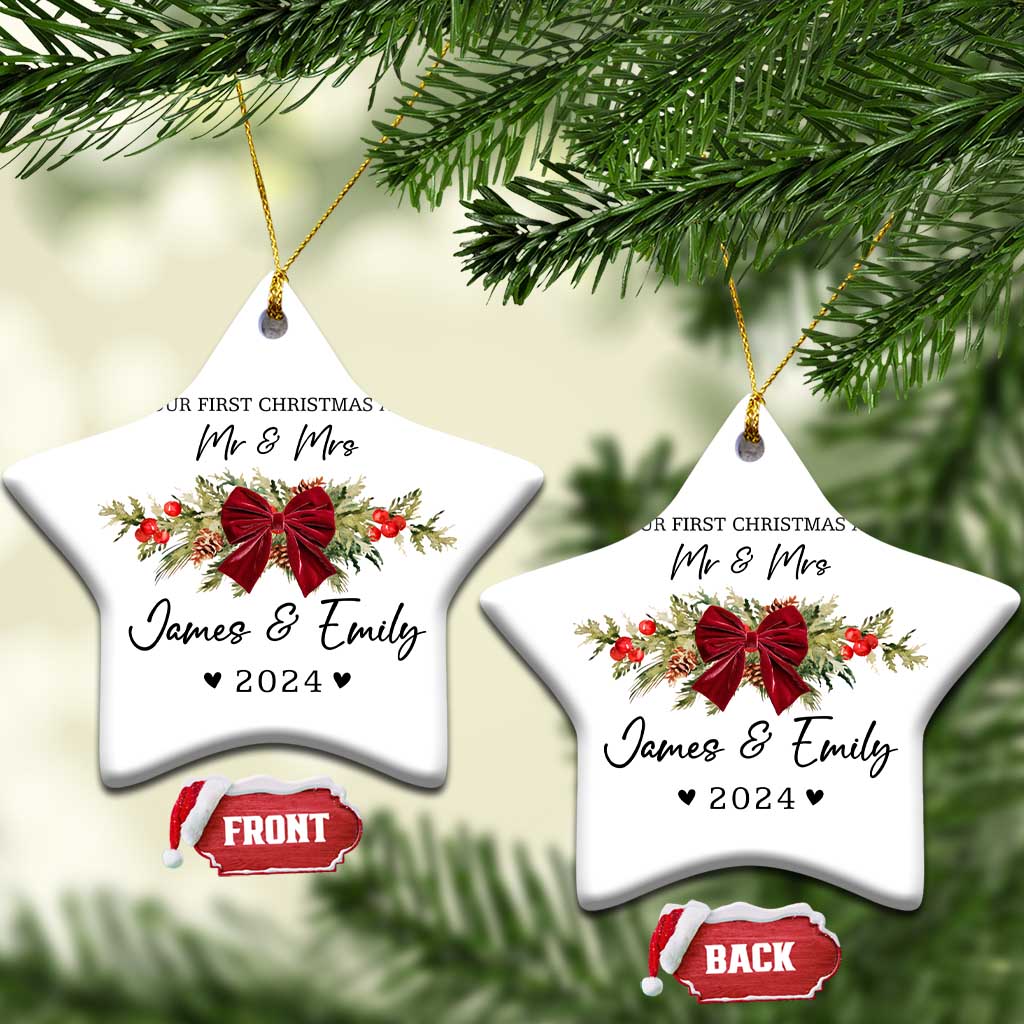 Personalised First Xmas as Mr & Mrs Christmas Ornament Custom Name Keepsake Wedding Gifts for Newlywed Couple TS10