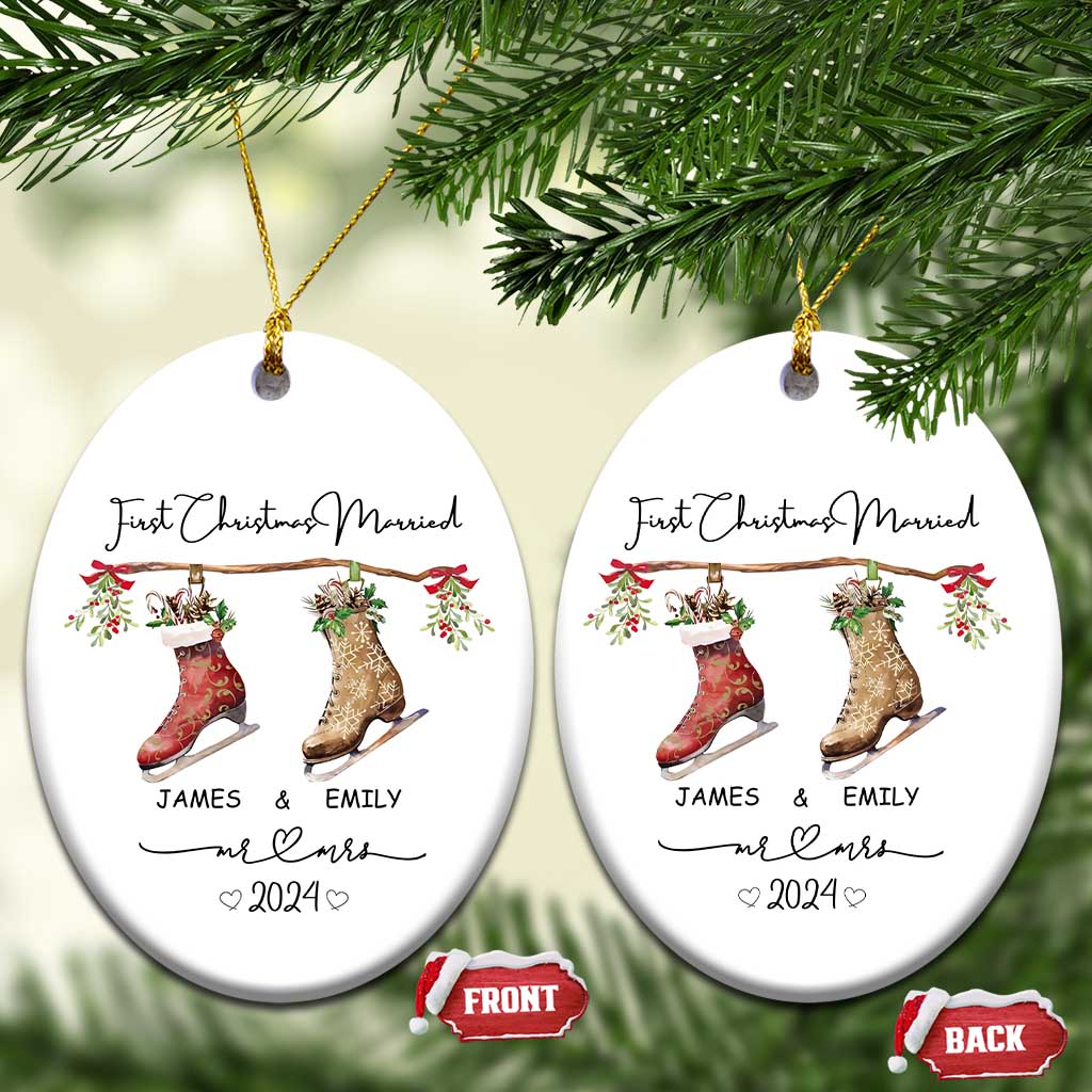 Personalised First Xmas Married Christmas Ornament Custom Name Mr & Mrs Wedding Gifts for Newlywed Couple TS10