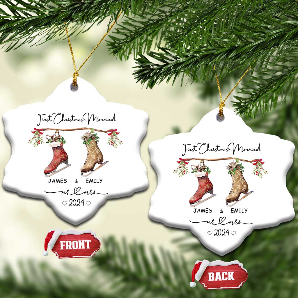 Personalised First Xmas Married Christmas Ornament Custom Name Mr & Mrs Wedding Gifts for Newlywed Couple TS10