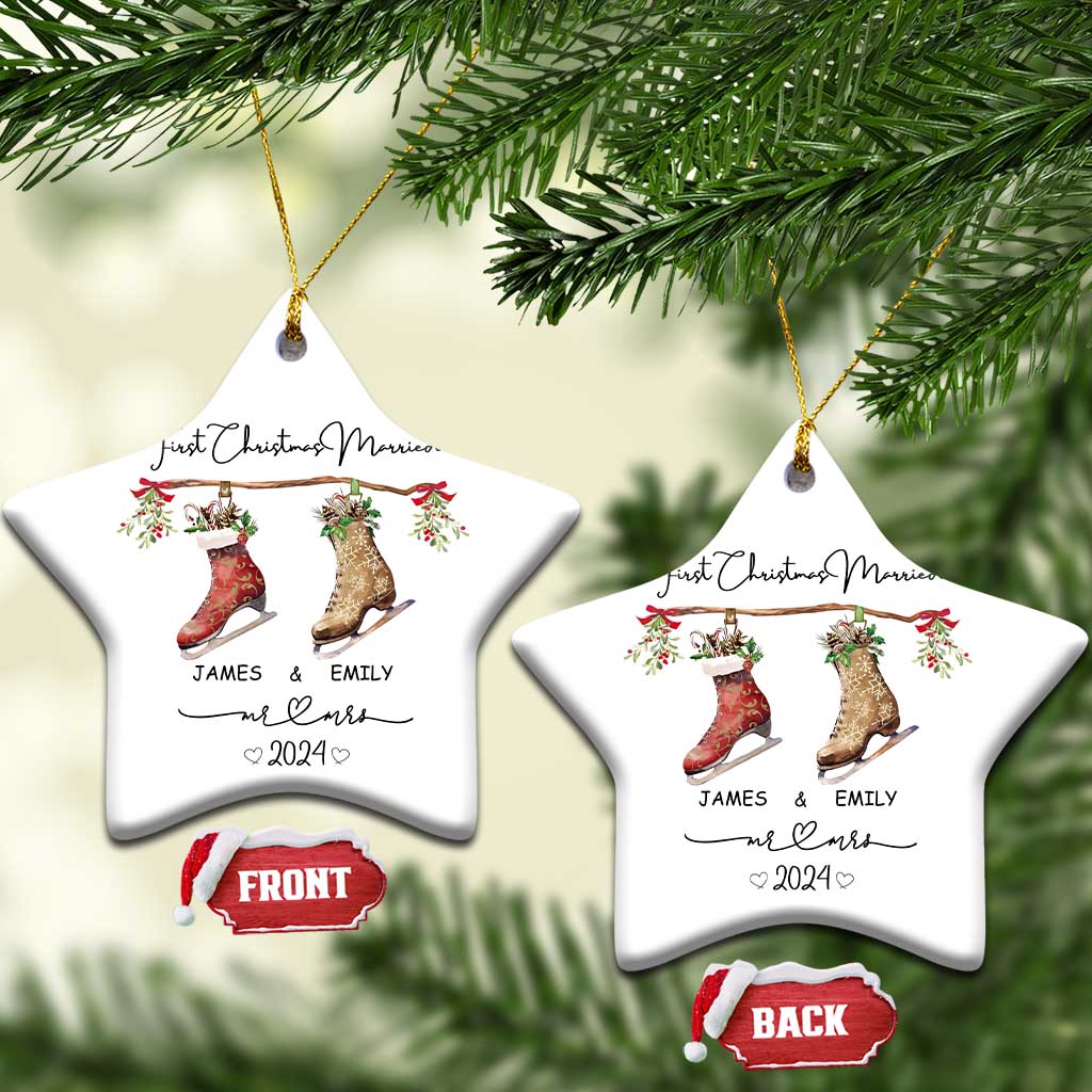 Personalised First Xmas Married Christmas Ornament Custom Name Mr & Mrs Wedding Gifts for Newlywed Couple TS10