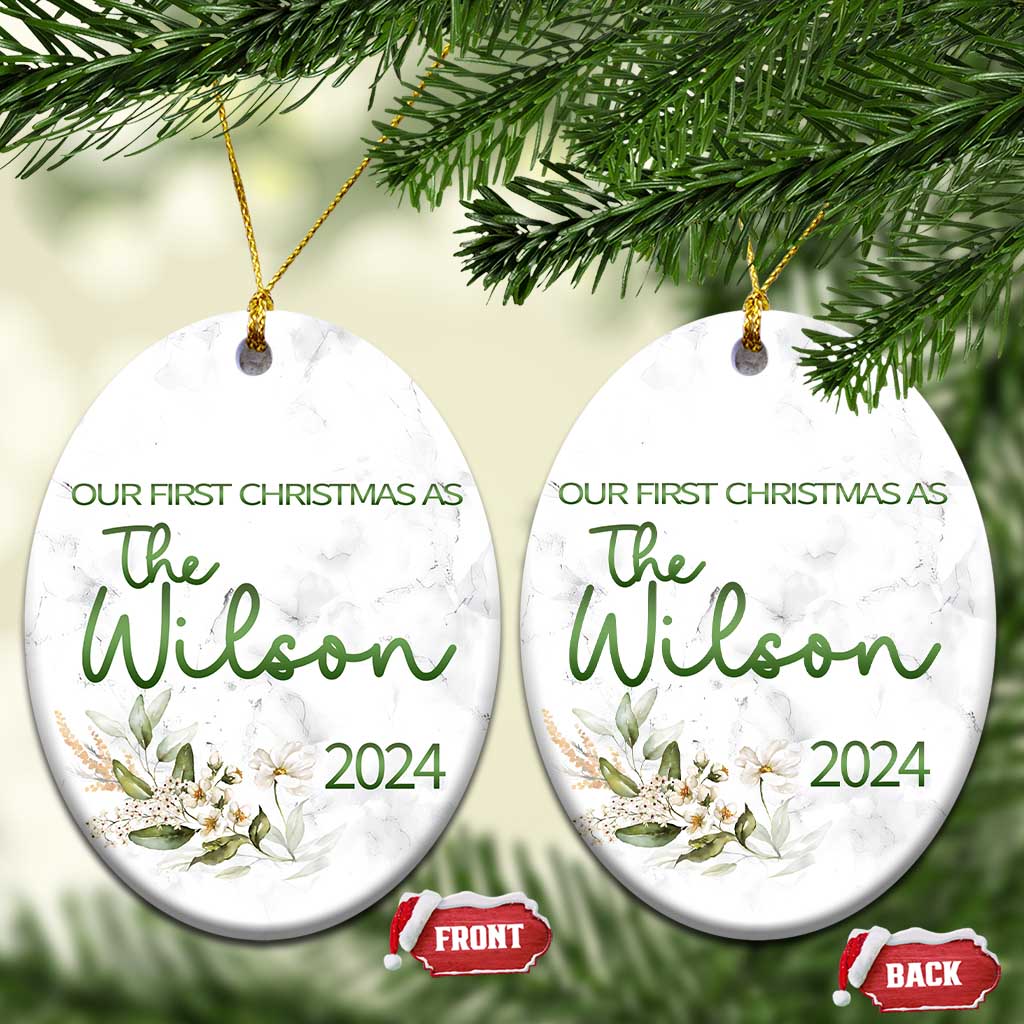 Personalised First Xmas Married Christmas Ornament Custom Name 2024 Keepsake Wedding Gifts for Newlywed Couple TS10