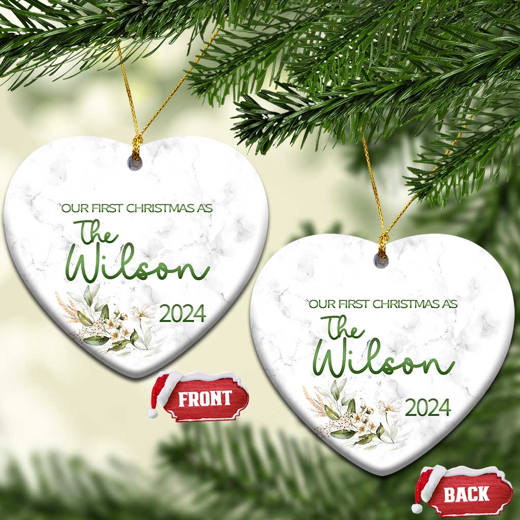 Personalised First Xmas Married Christmas Ornament Custom Name 2024 Keepsake Wedding Gifts for Newlywed Couple TS10
