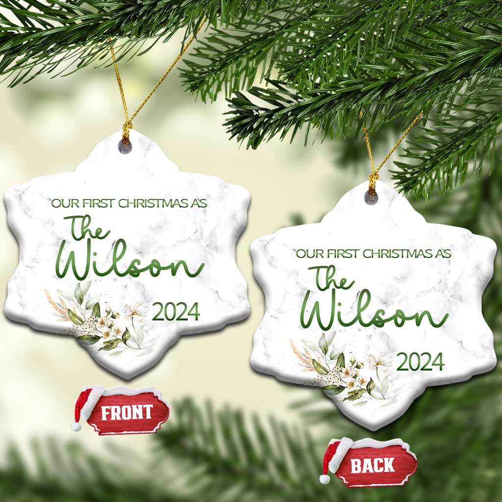 Personalised First Xmas Married Christmas Ornament Custom Name 2024 Keepsake Wedding Gifts for Newlywed Couple TS10