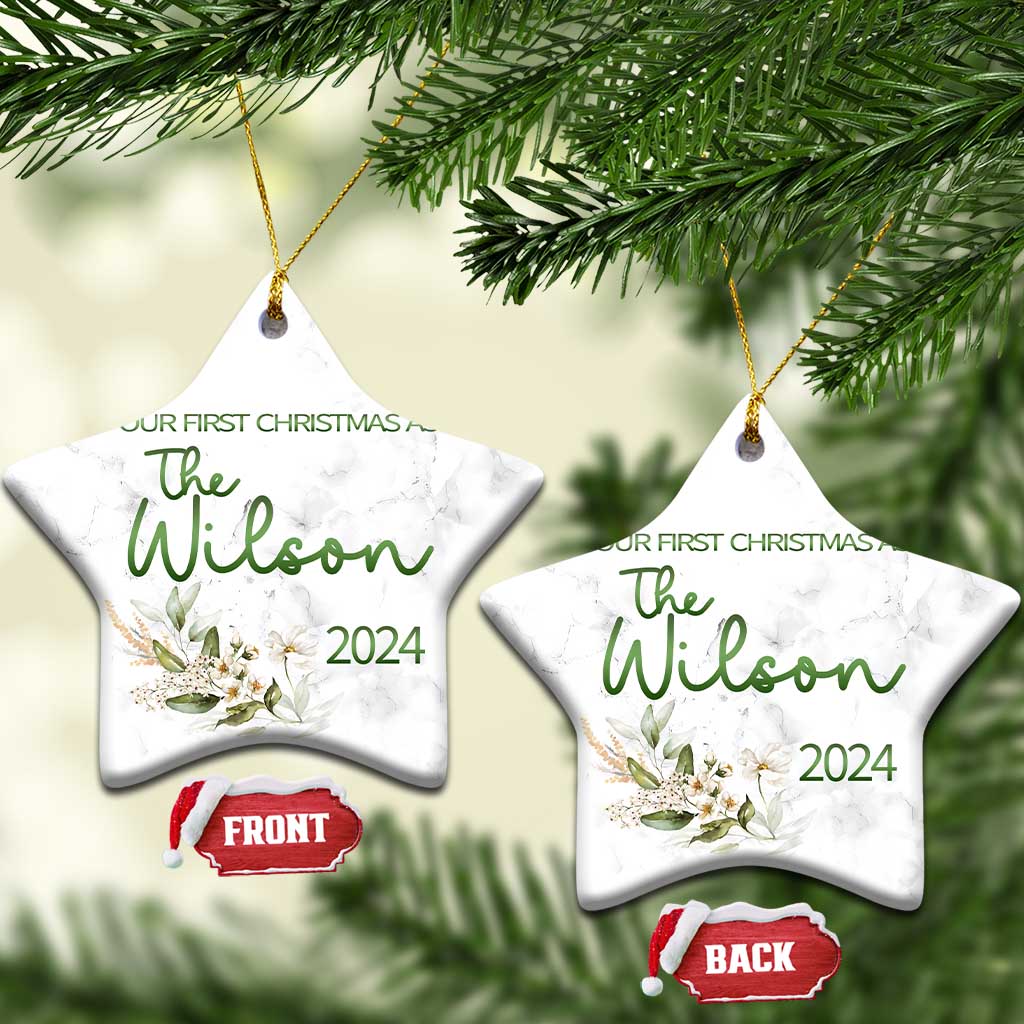 Personalised First Xmas Married Christmas Ornament Custom Name 2024 Keepsake Wedding Gifts for Newlywed Couple TS10