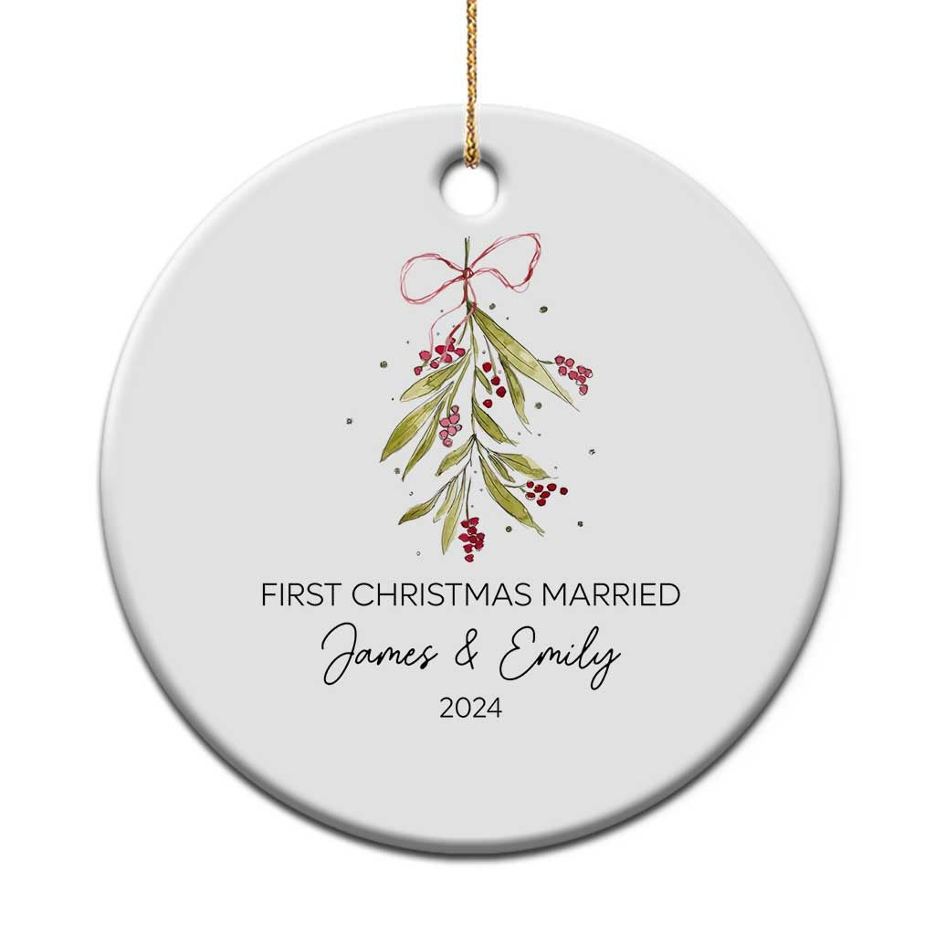 Personalised First Xmas Married Christmas Ornament Custom Name 2024 Keepsake Wedding Gifts for Couple TS10