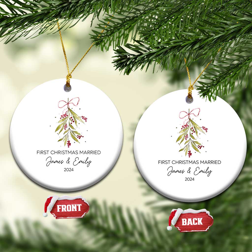 Personalised First Xmas Married Christmas Ornament Custom Name 2024 Keepsake Wedding Gifts for Couple TS10