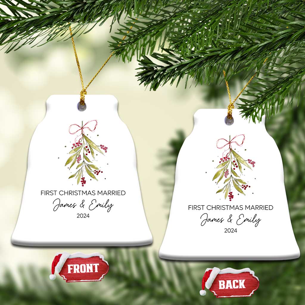 Personalised First Xmas Married Christmas Ornament Custom Name 2024 Keepsake Wedding Gifts for Couple TS10