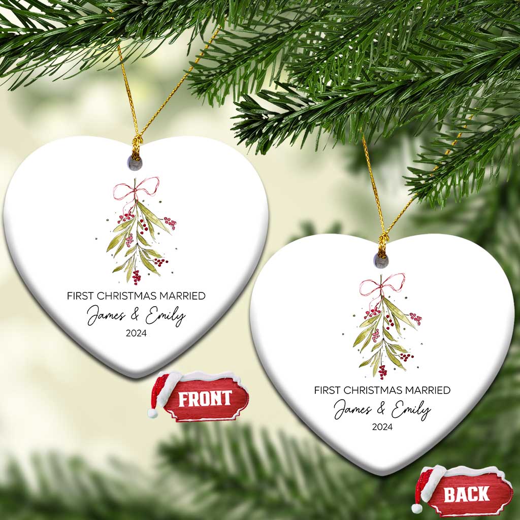 Personalised First Xmas Married Christmas Ornament Custom Name 2024 Keepsake Wedding Gifts for Couple TS10