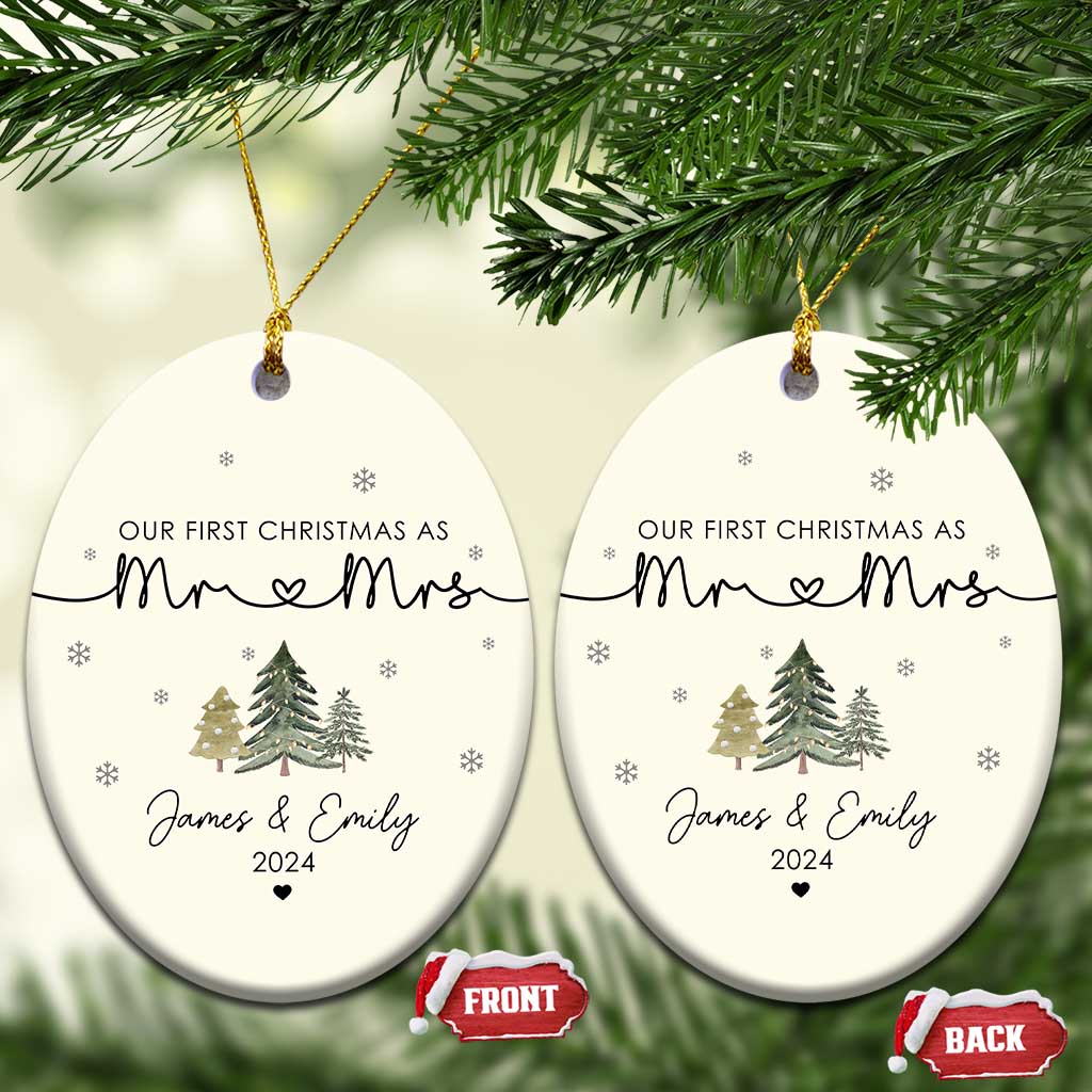 Personalised First Xmas as Mr & Mrs Christmas Ornament Custom Name 2024 Keepsake Wedding Gifts for Couple TS10