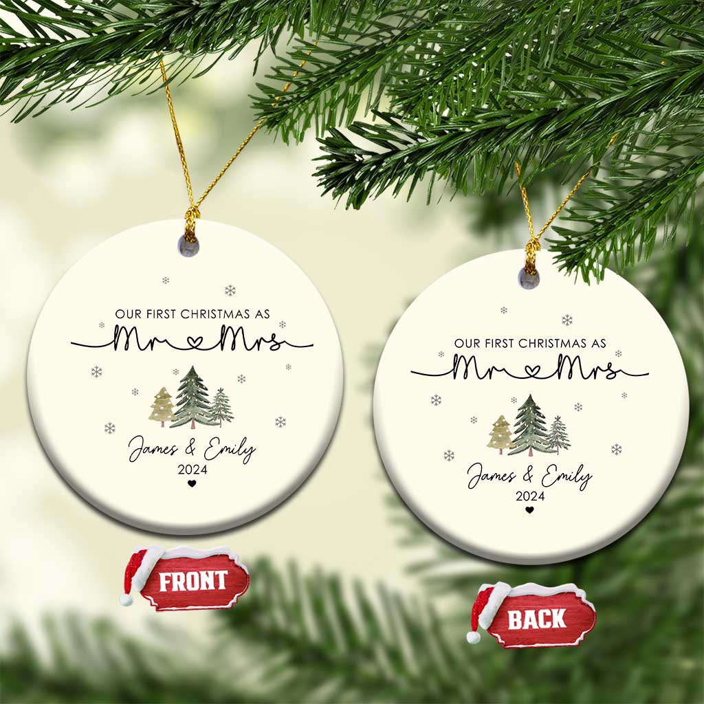 Personalised First Xmas as Mr & Mrs Christmas Ornament Custom Name 2024 Keepsake Wedding Gifts for Couple TS10
