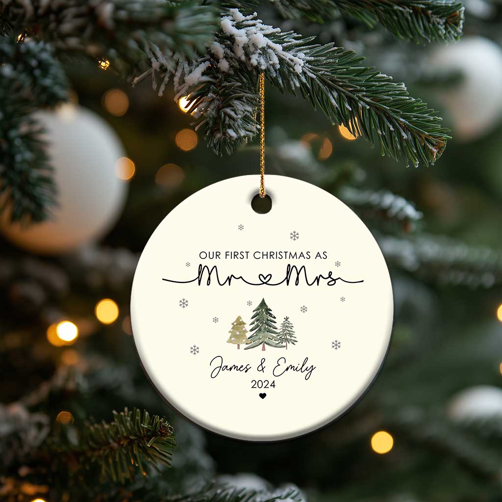 Personalised First Xmas as Mr & Mrs Christmas Ornament Custom Name 2024 Keepsake Wedding Gifts for Couple TS10