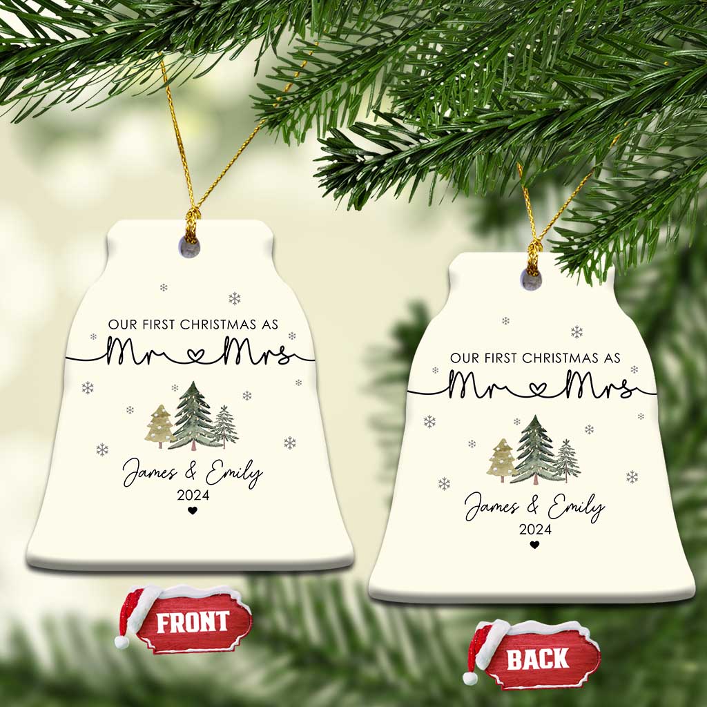 Personalised First Xmas as Mr & Mrs Christmas Ornament Custom Name 2024 Keepsake Wedding Gifts for Couple TS10