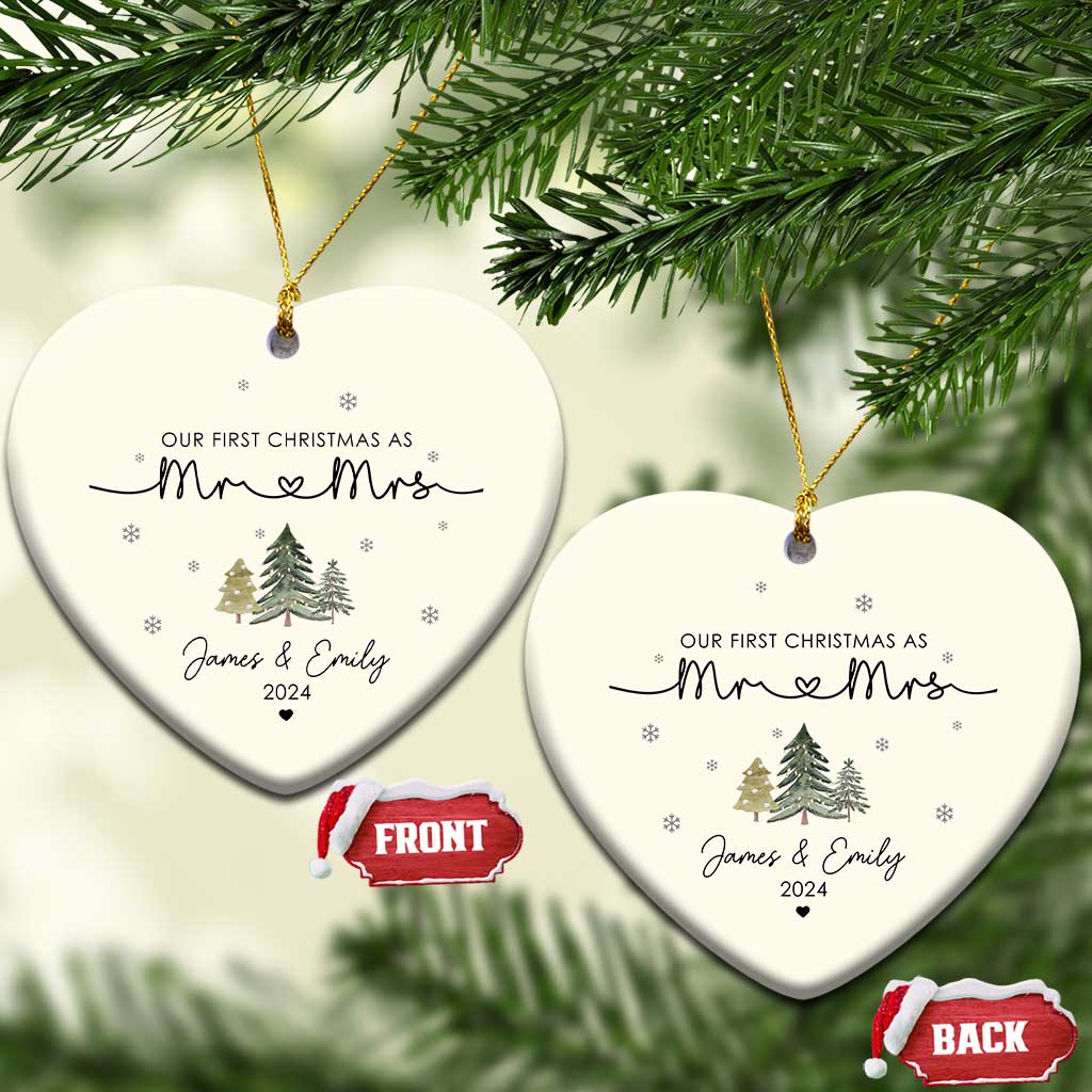 Personalised First Xmas as Mr & Mrs Christmas Ornament Custom Name 2024 Keepsake Wedding Gifts for Couple TS10