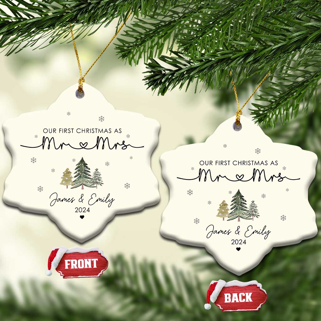 Personalised First Xmas as Mr & Mrs Christmas Ornament Custom Name 2024 Keepsake Wedding Gifts for Couple TS10