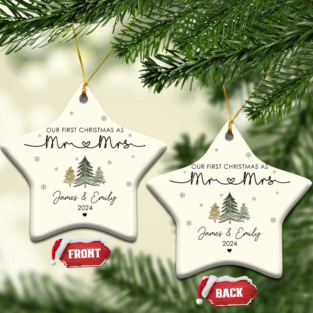 Personalised First Xmas as Mr & Mrs Christmas Ornament Custom Name 2024 Keepsake Wedding Gifts for Couple TS10