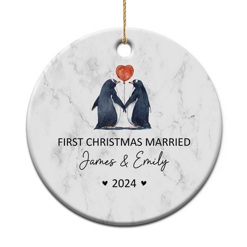 Personalised First Xmas Married Christmas Ornament Custom Name 2024 Wedding Gifts for Couple Her or Him TS10