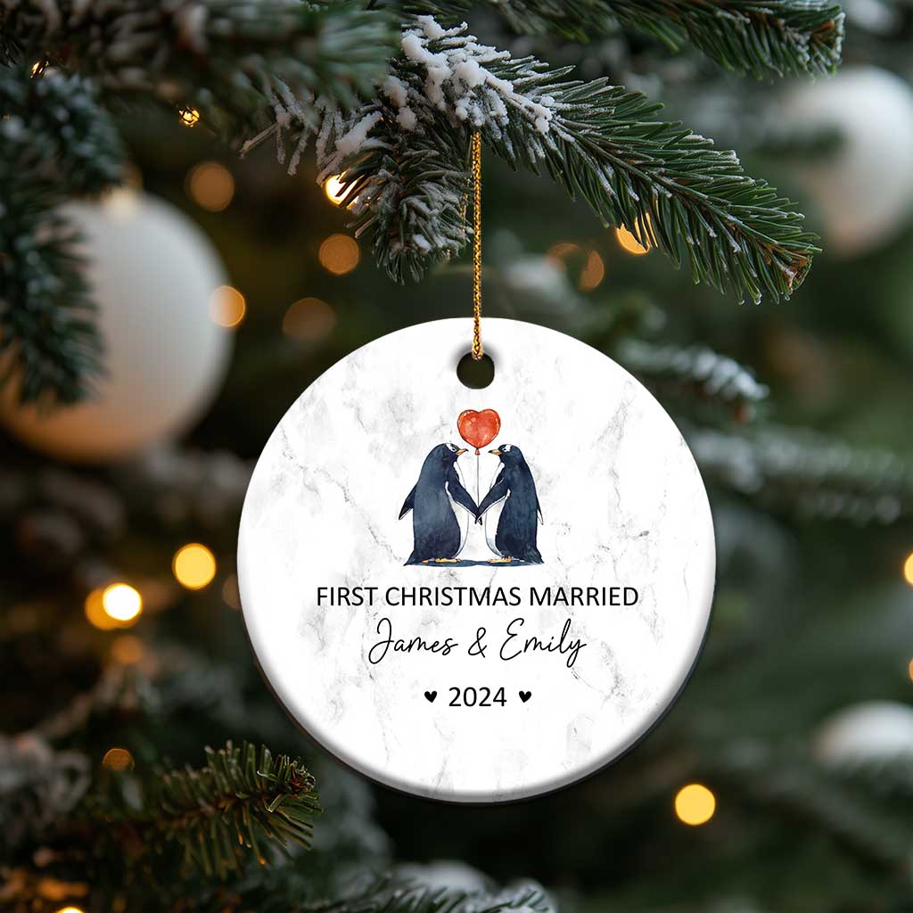 Personalised First Xmas Married Christmas Ornament Custom Name 2024 Wedding Gifts for Couple Her or Him TS10
