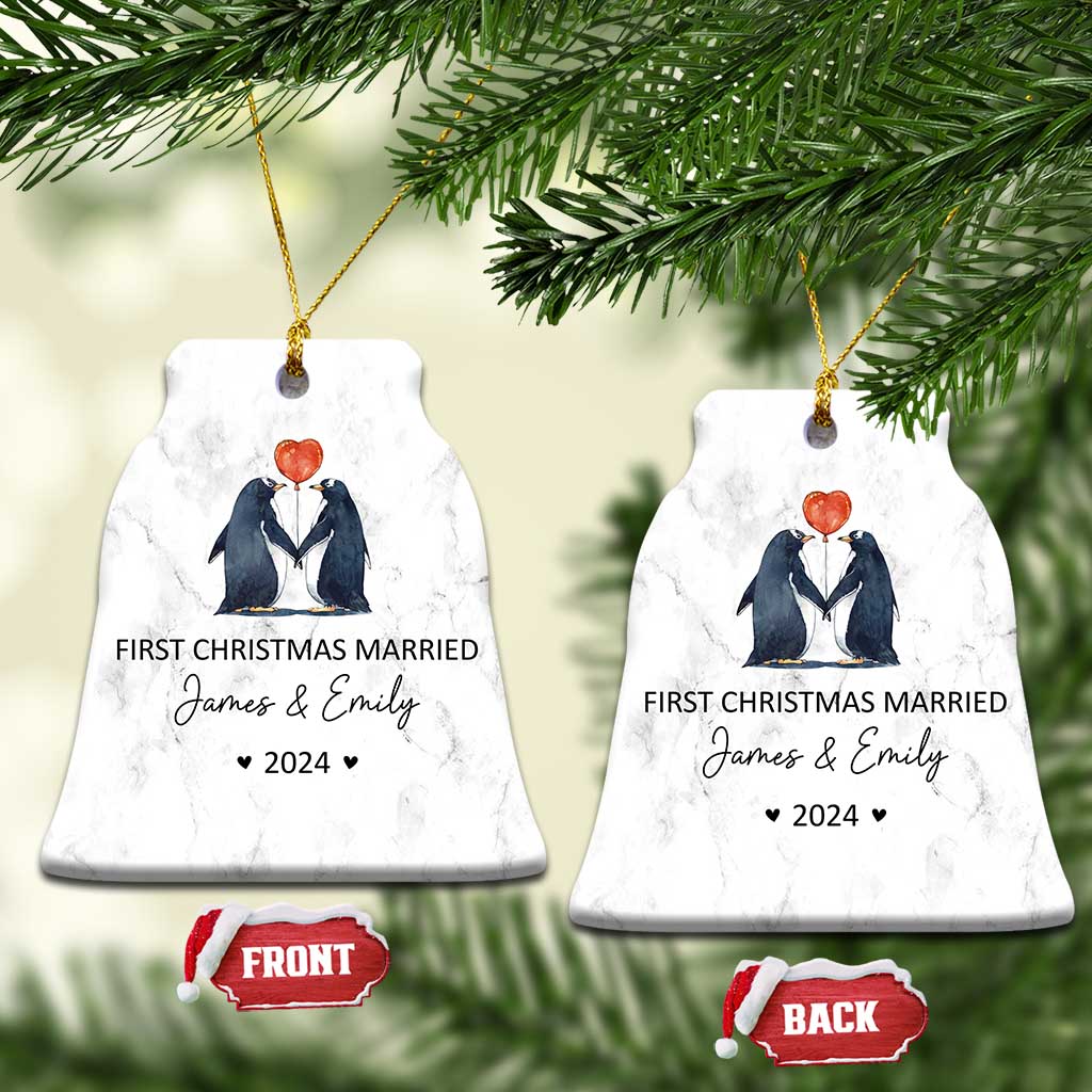 Personalised First Xmas Married Christmas Ornament Custom Name 2024 Wedding Gifts for Couple Her or Him TS10