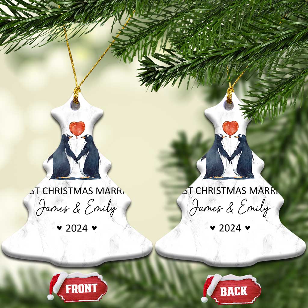 Personalised First Xmas Married Christmas Ornament Custom Name 2024 Wedding Gifts for Couple Her or Him TS10