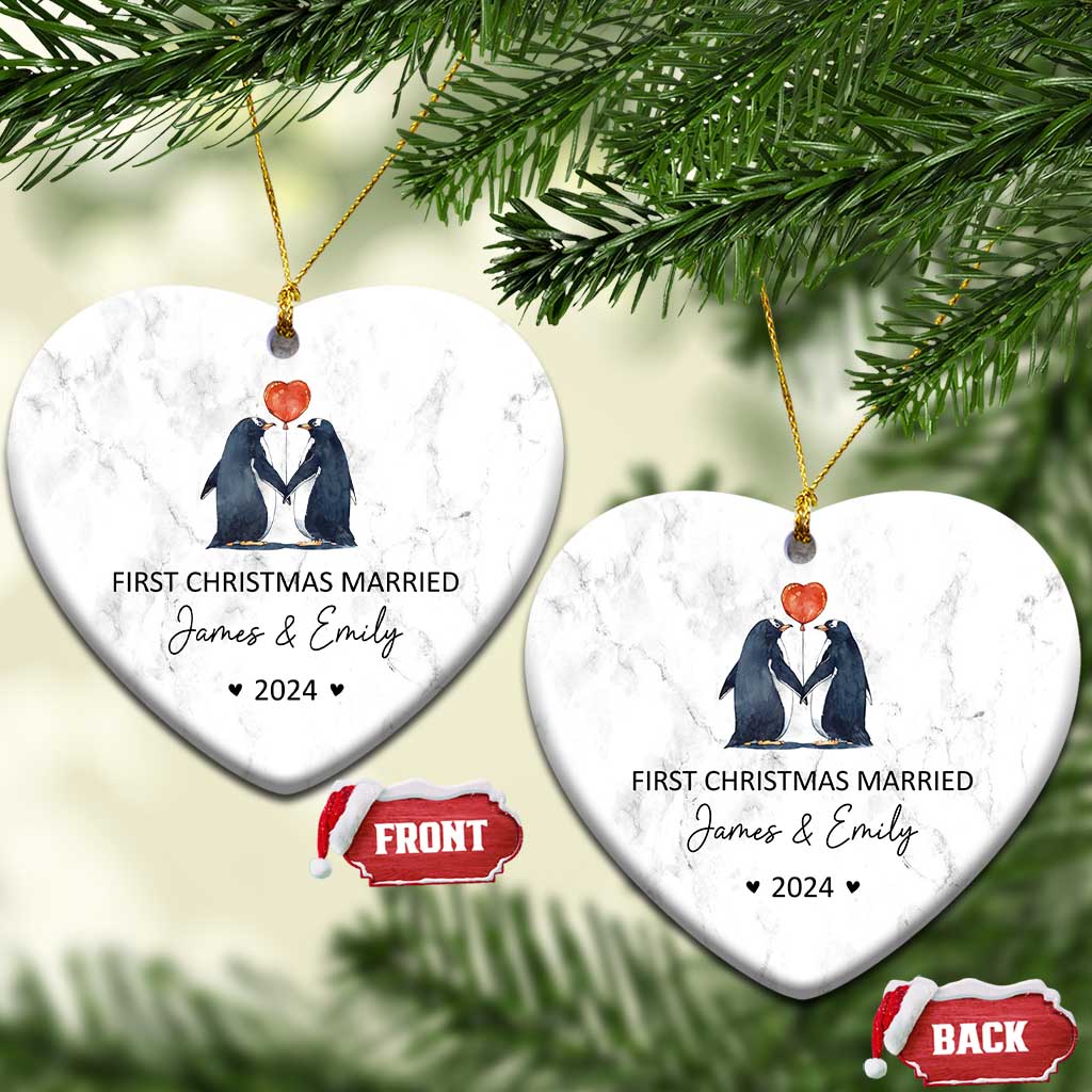 Personalised First Xmas Married Christmas Ornament Custom Name 2024 Wedding Gifts for Couple Her or Him TS10