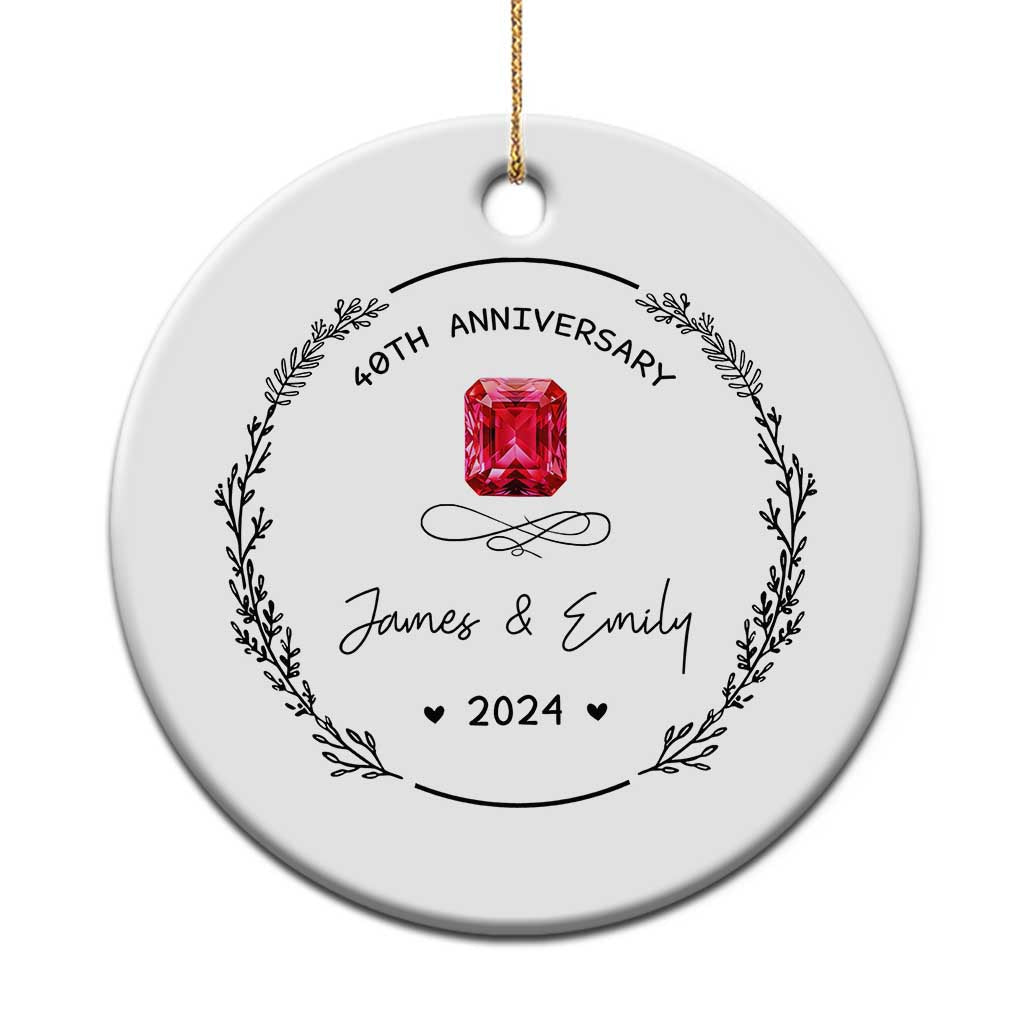 Personalised 40th Wedding Anniversary Christmas Ornament Custom Name Ruby 40 Years of Marriage TS10