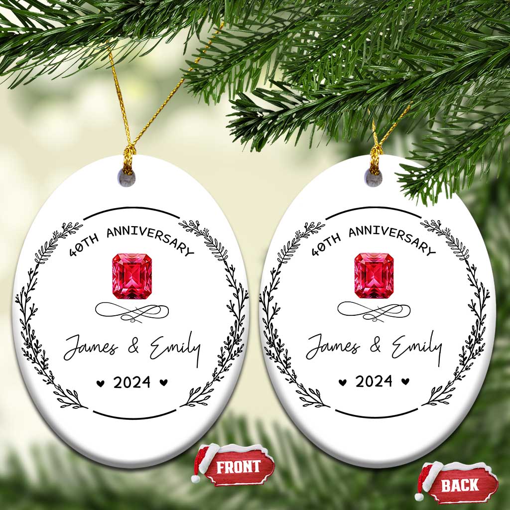 Personalised 40th Wedding Anniversary Christmas Ornament Custom Name Ruby 40 Years of Marriage TS10