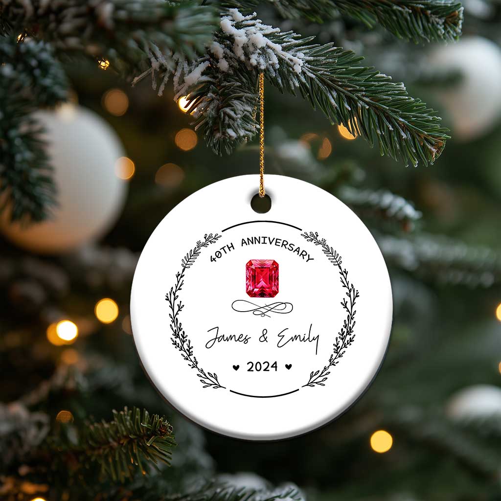 Personalised 40th Wedding Anniversary Christmas Ornament Custom Name Ruby 40 Years of Marriage TS10
