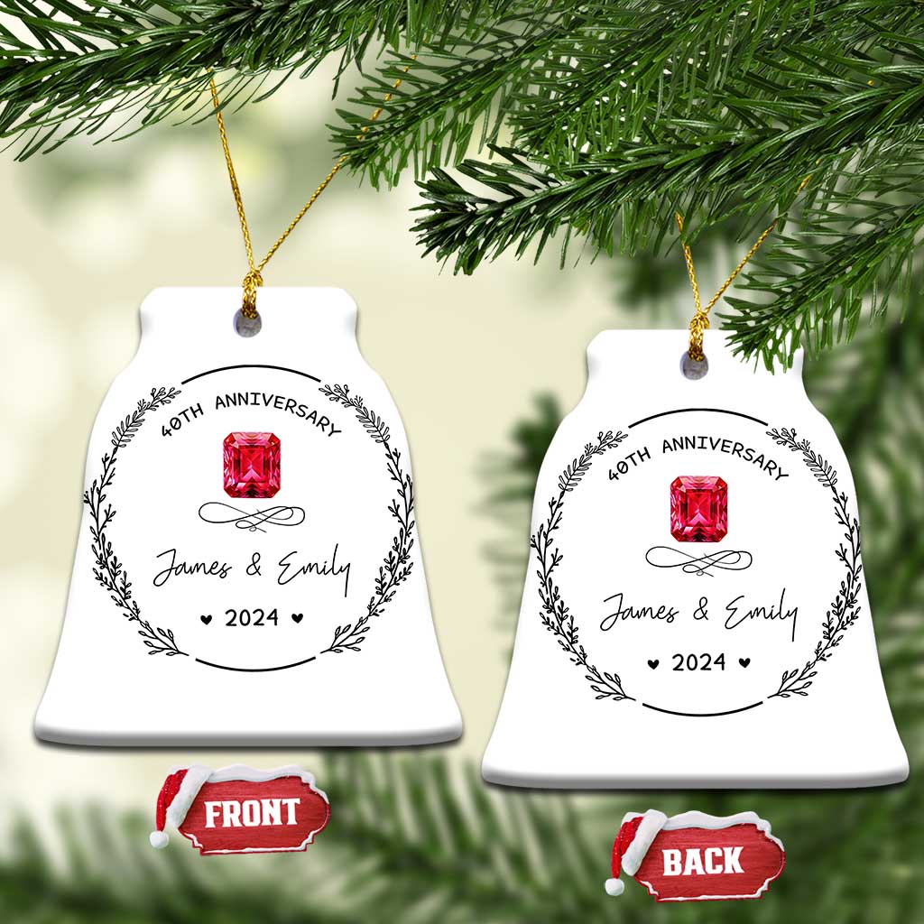 Personalised 40th Wedding Anniversary Christmas Ornament Custom Name Ruby 40 Years of Marriage TS10
