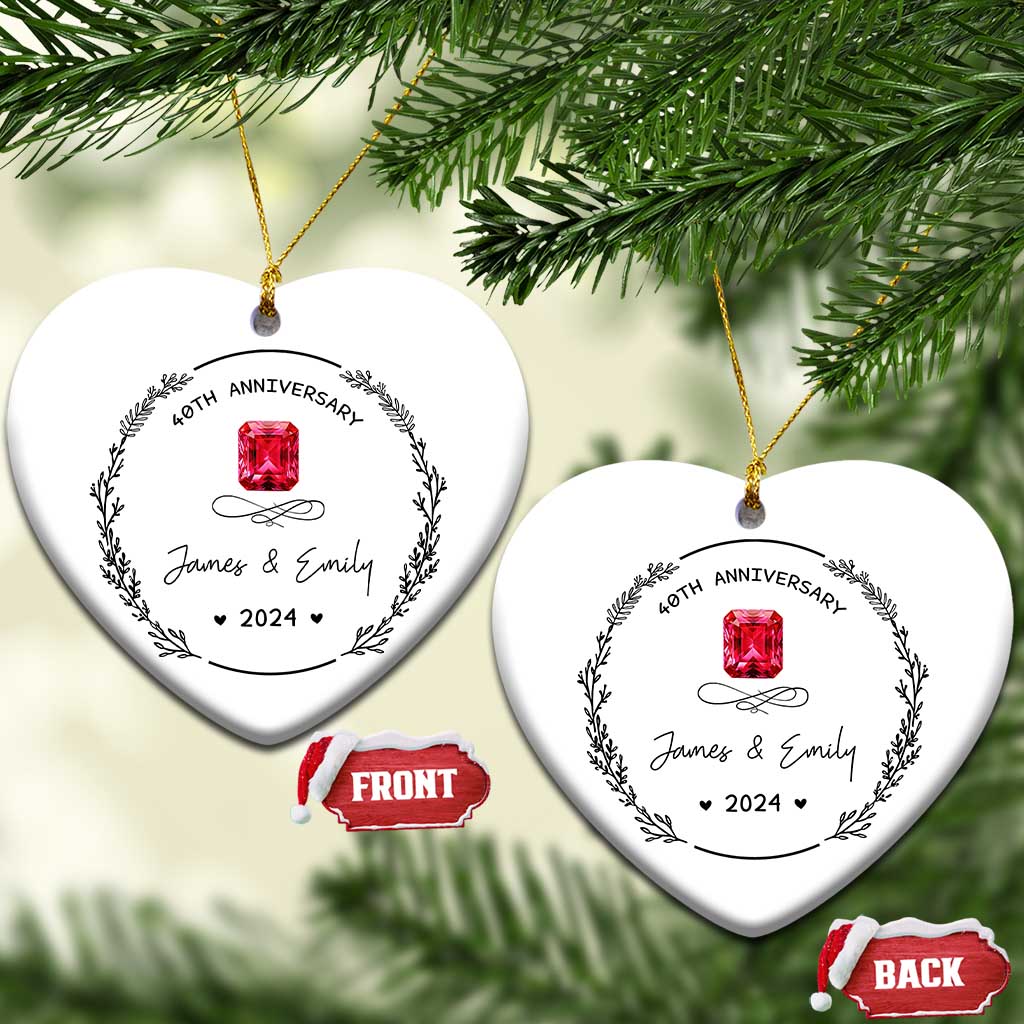 Personalised 40th Wedding Anniversary Christmas Ornament Custom Name Ruby 40 Years of Marriage TS10