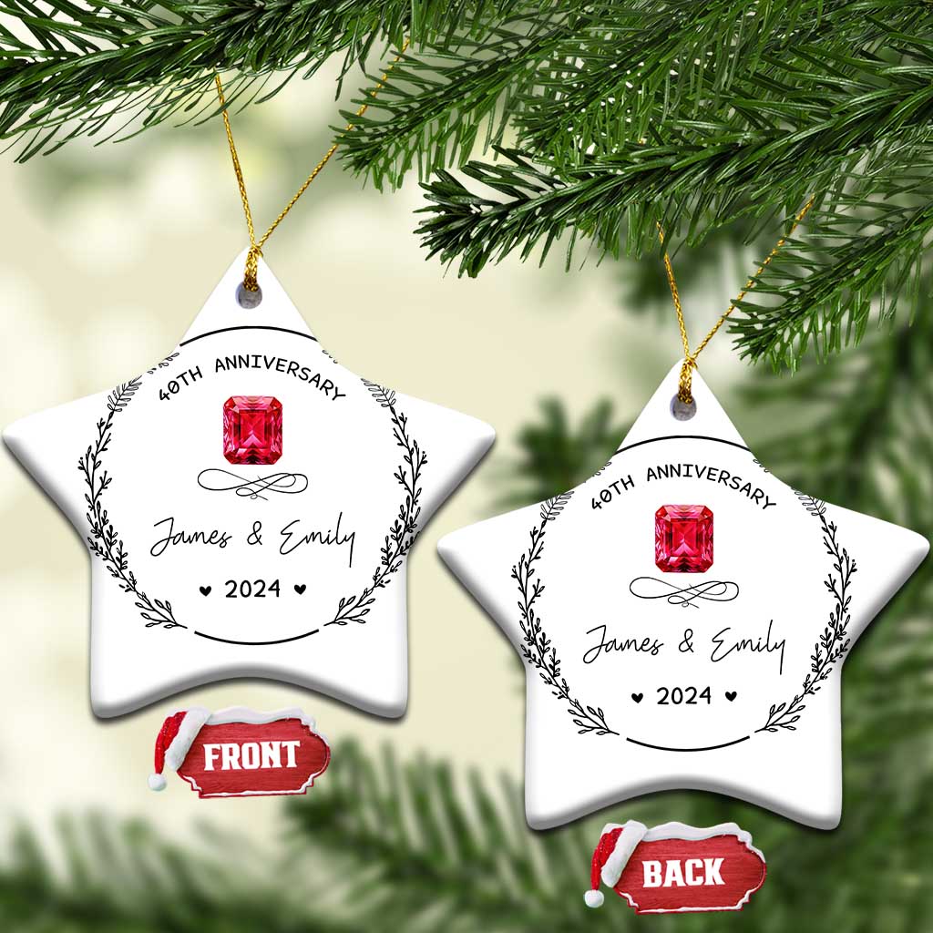 Personalised 40th Wedding Anniversary Christmas Ornament Custom Name Ruby 40 Years of Marriage TS10