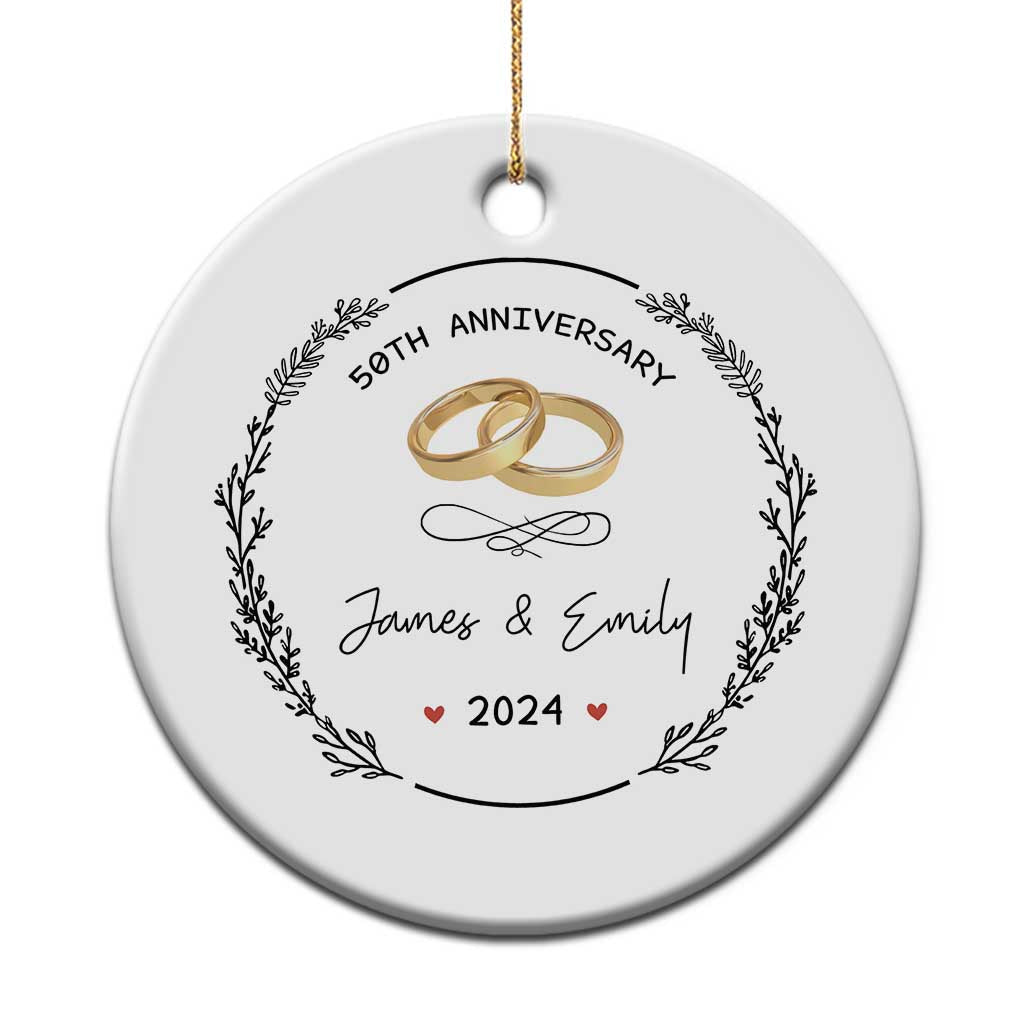 Personalised 50th Wedding Anniversary Christmas Ornament Custom Name Gold 50 Years of Marriage TS10