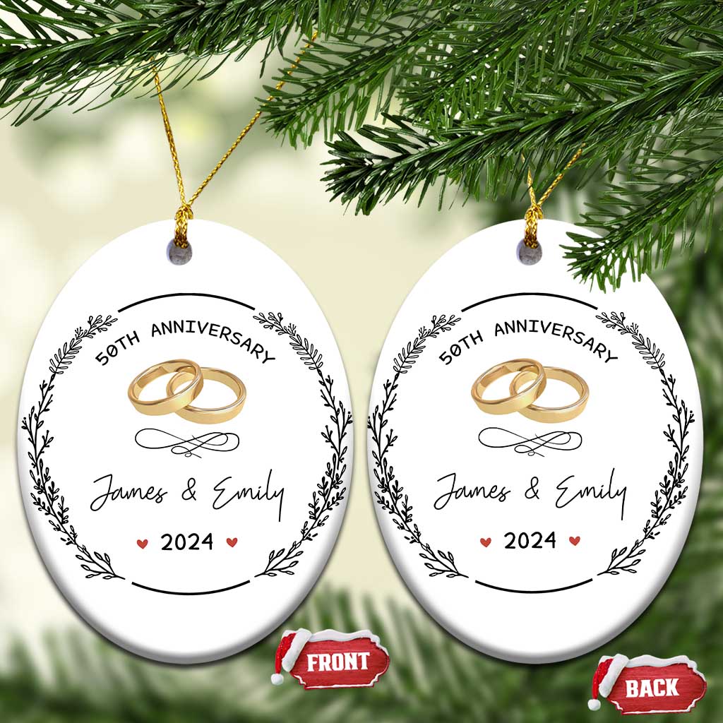 Personalised 50th Wedding Anniversary Christmas Ornament Custom Name Gold 50 Years of Marriage TS10