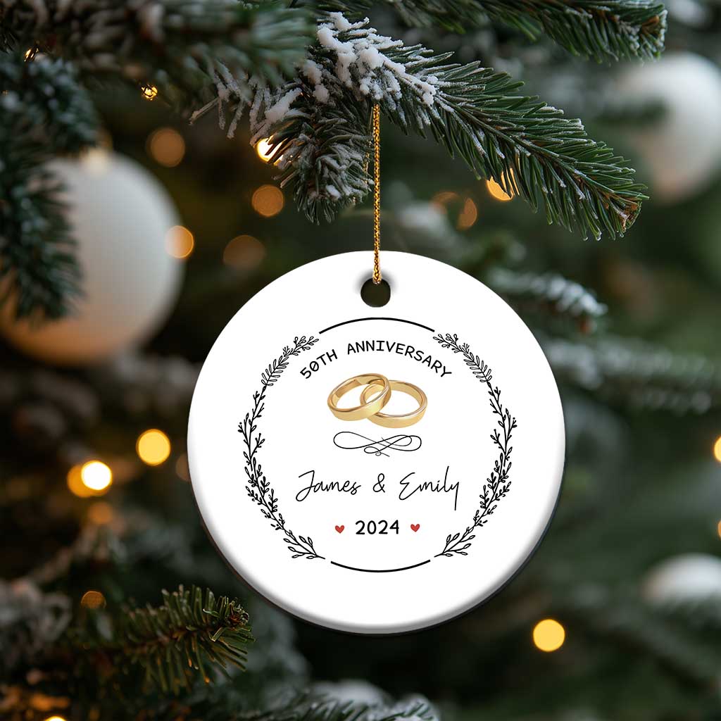 Personalised 50th Wedding Anniversary Christmas Ornament Custom Name Gold 50 Years of Marriage TS10