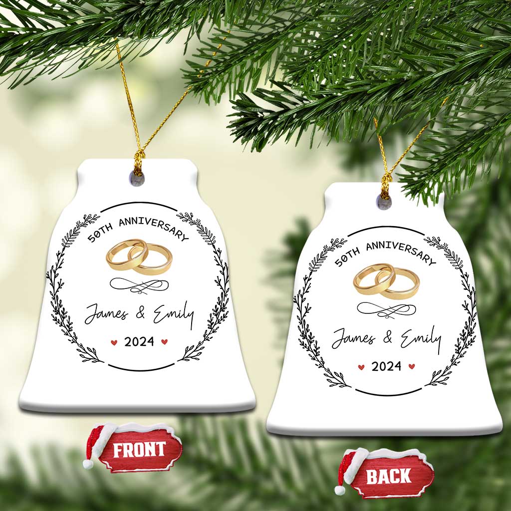 Personalised 50th Wedding Anniversary Christmas Ornament Custom Name Gold 50 Years of Marriage TS10