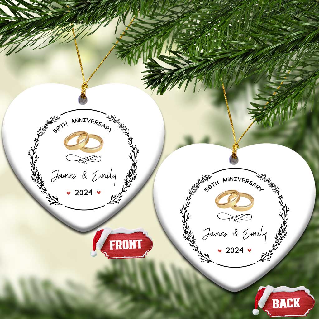 Personalised 50th Wedding Anniversary Christmas Ornament Custom Name Gold 50 Years of Marriage TS10