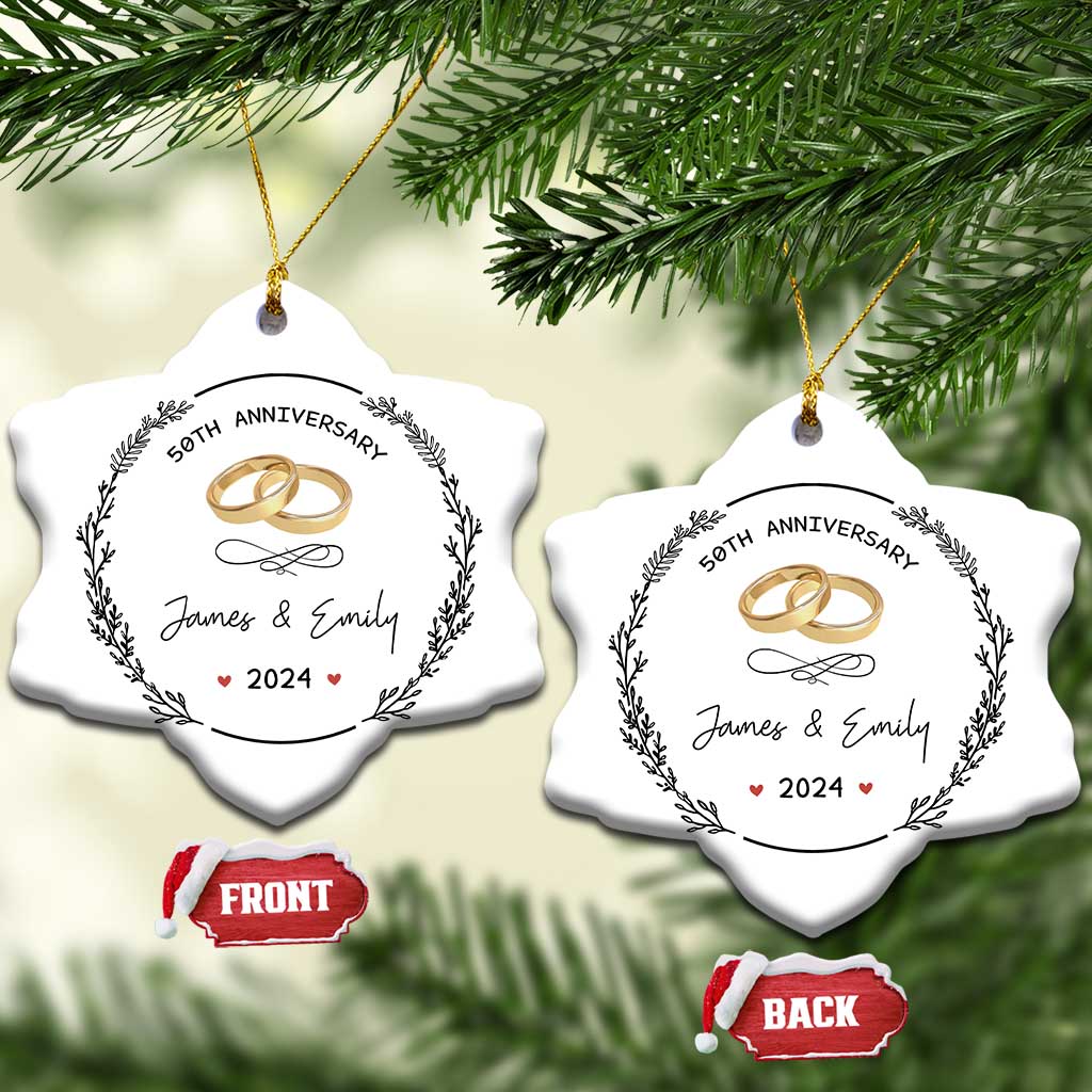 Personalised 50th Wedding Anniversary Christmas Ornament Custom Name Gold 50 Years of Marriage TS10