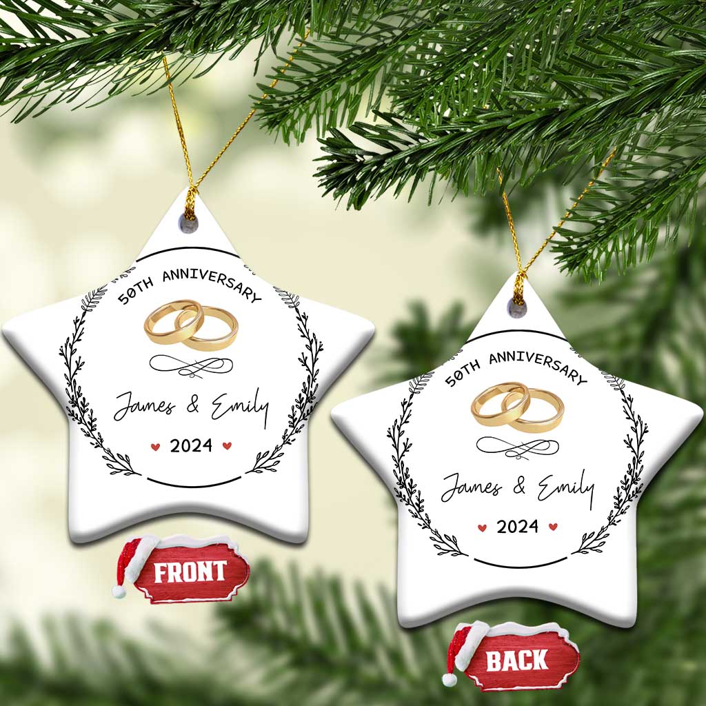 Personalised 50th Wedding Anniversary Christmas Ornament Custom Name Gold 50 Years of Marriage TS10