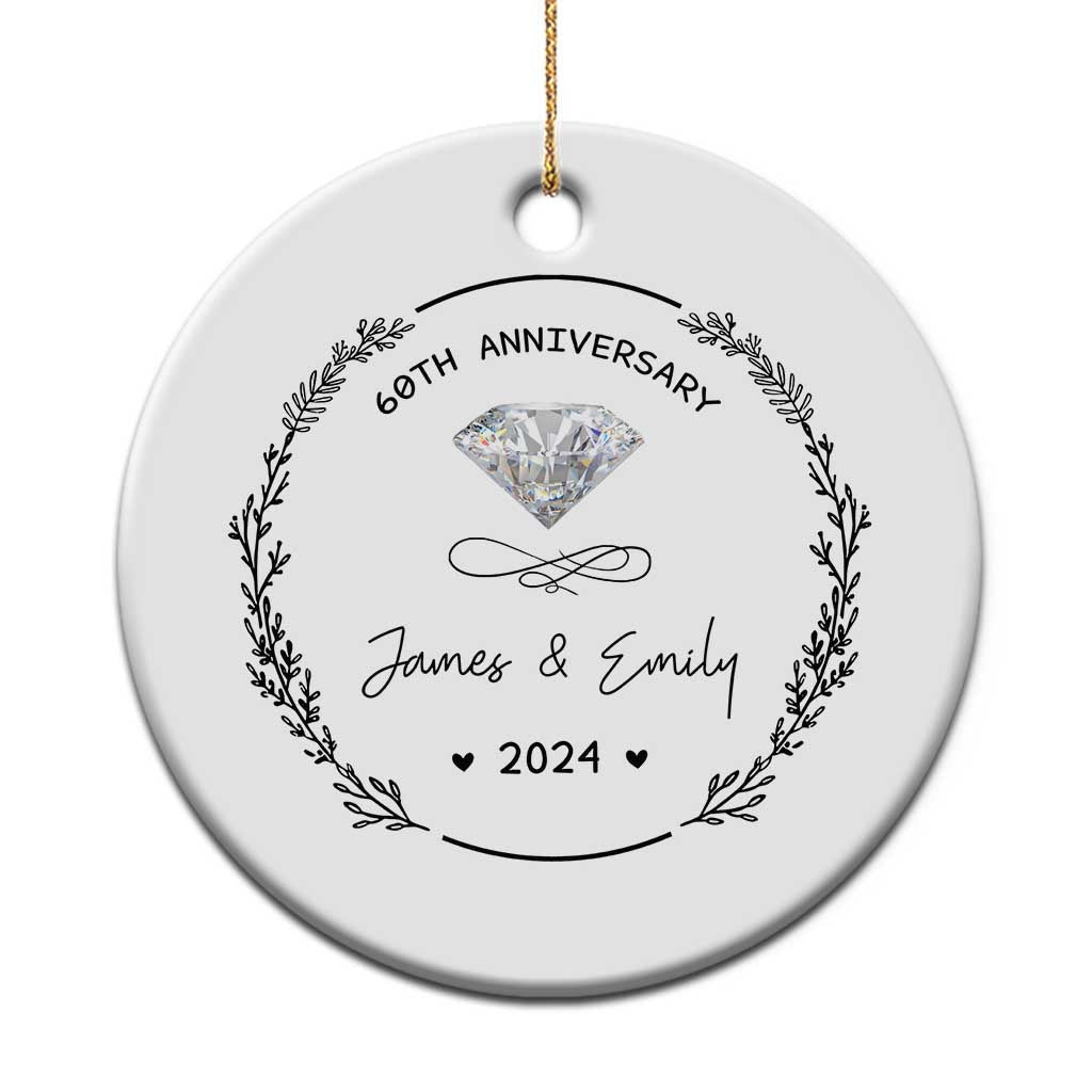 Personalised 60th Wedding Anniversary Christmas Ornament Custom Name Diamond 60 Years of Marriage TS10
