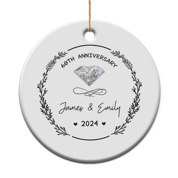 Personalised 60th Wedding Anniversary Christmas Ornament Custom Name Diamond 60 Years of Marriage TS10