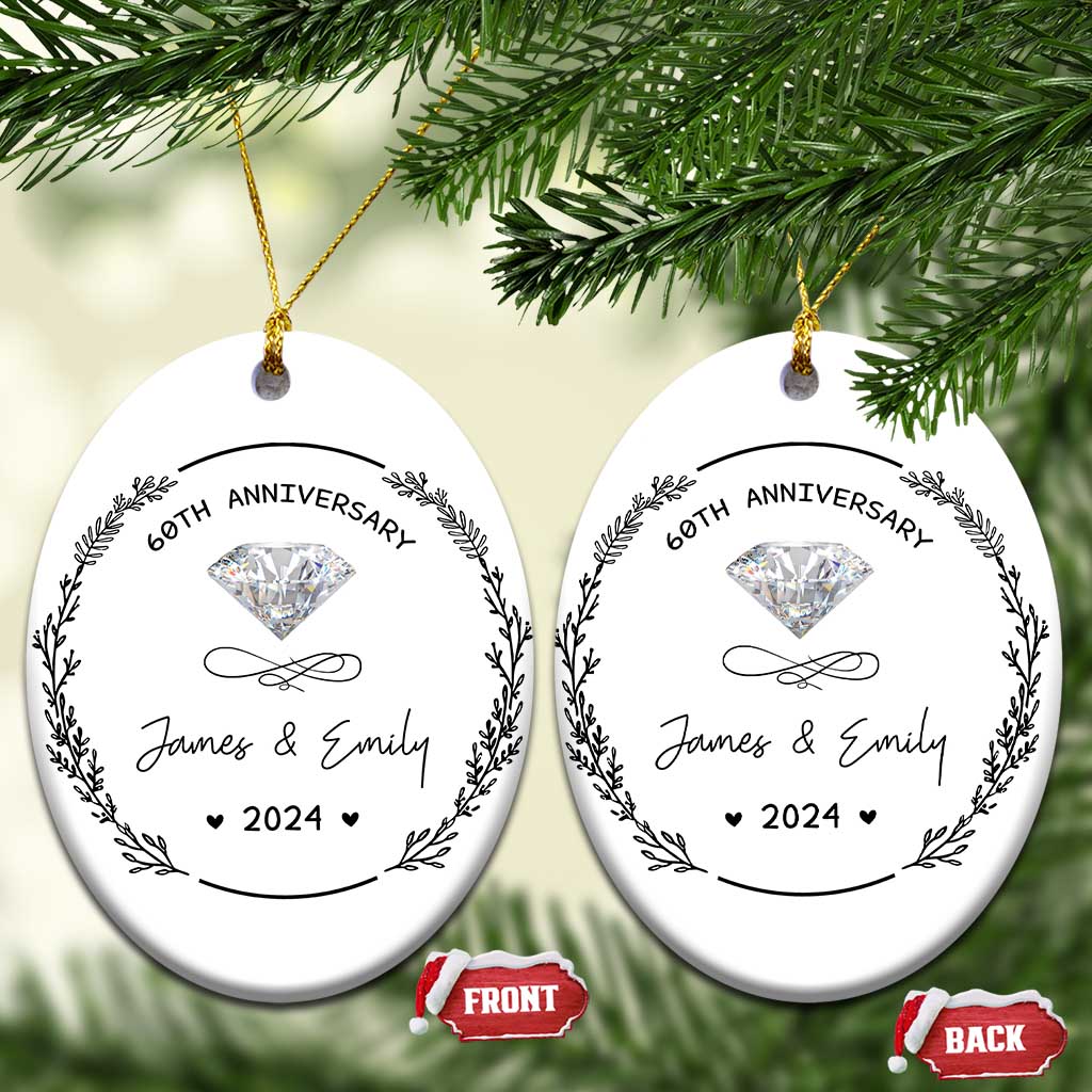 Personalised 60th Wedding Anniversary Christmas Ornament Custom Name Diamond 60 Years of Marriage TS10