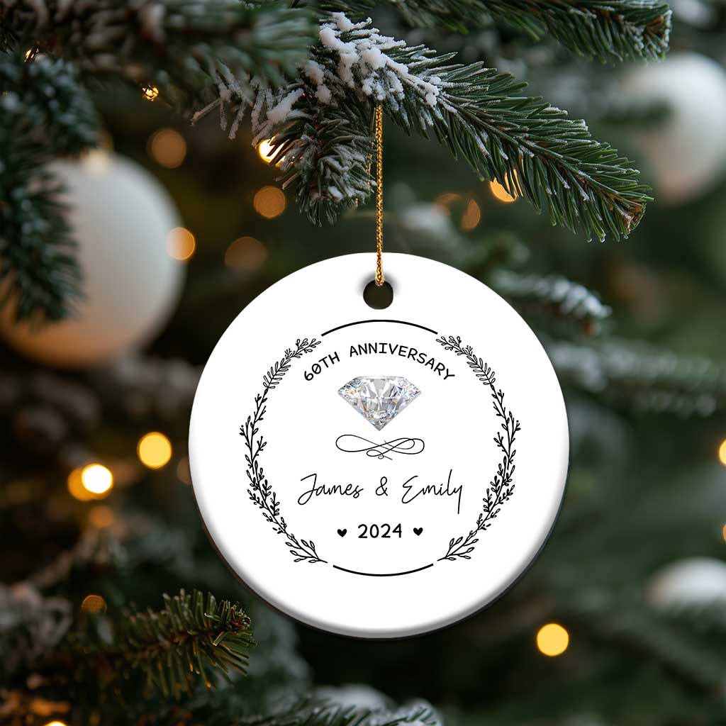 Personalised 60th Wedding Anniversary Christmas Ornament Custom Name Diamond 60 Years of Marriage TS10