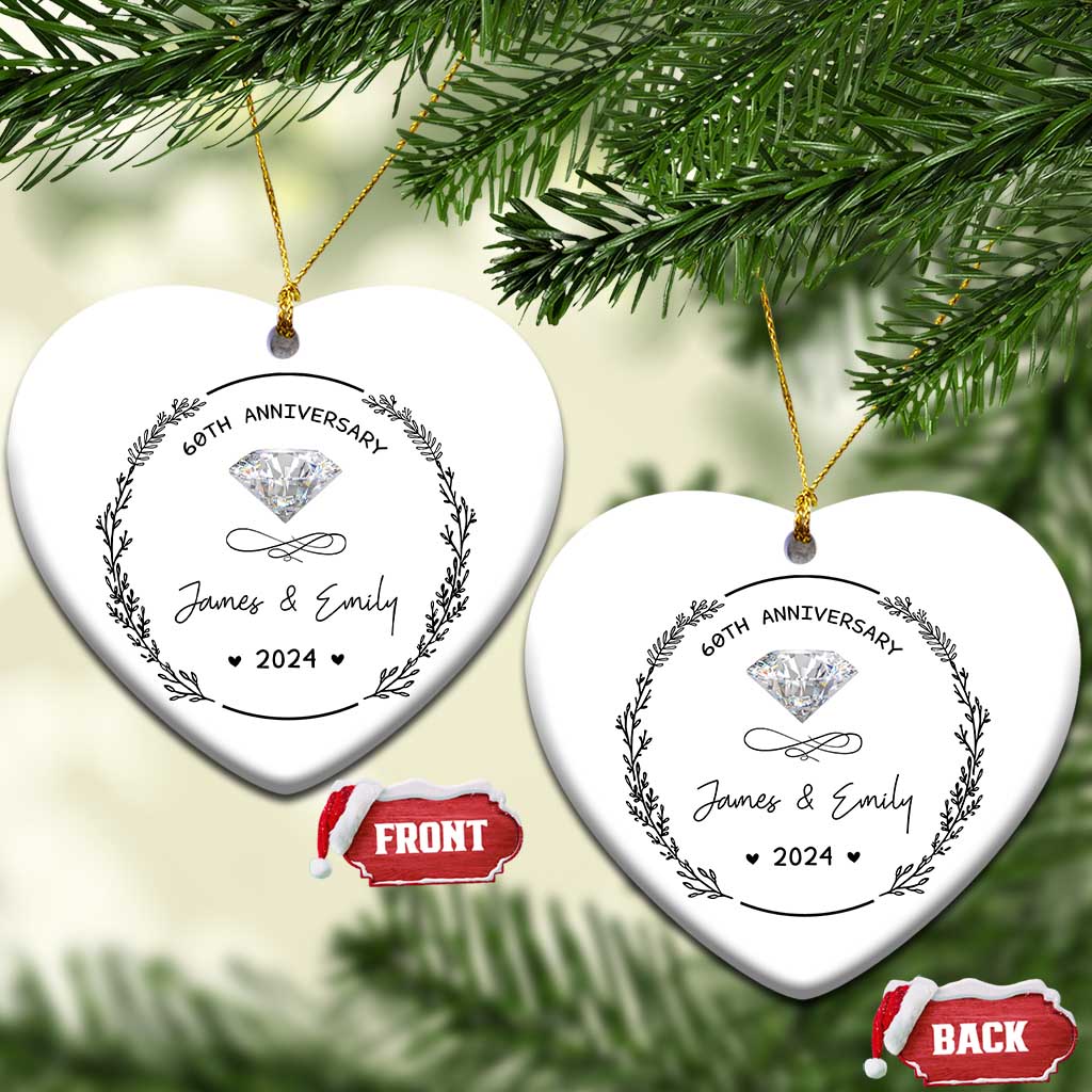 Personalised 60th Wedding Anniversary Christmas Ornament Custom Name Diamond 60 Years of Marriage TS10