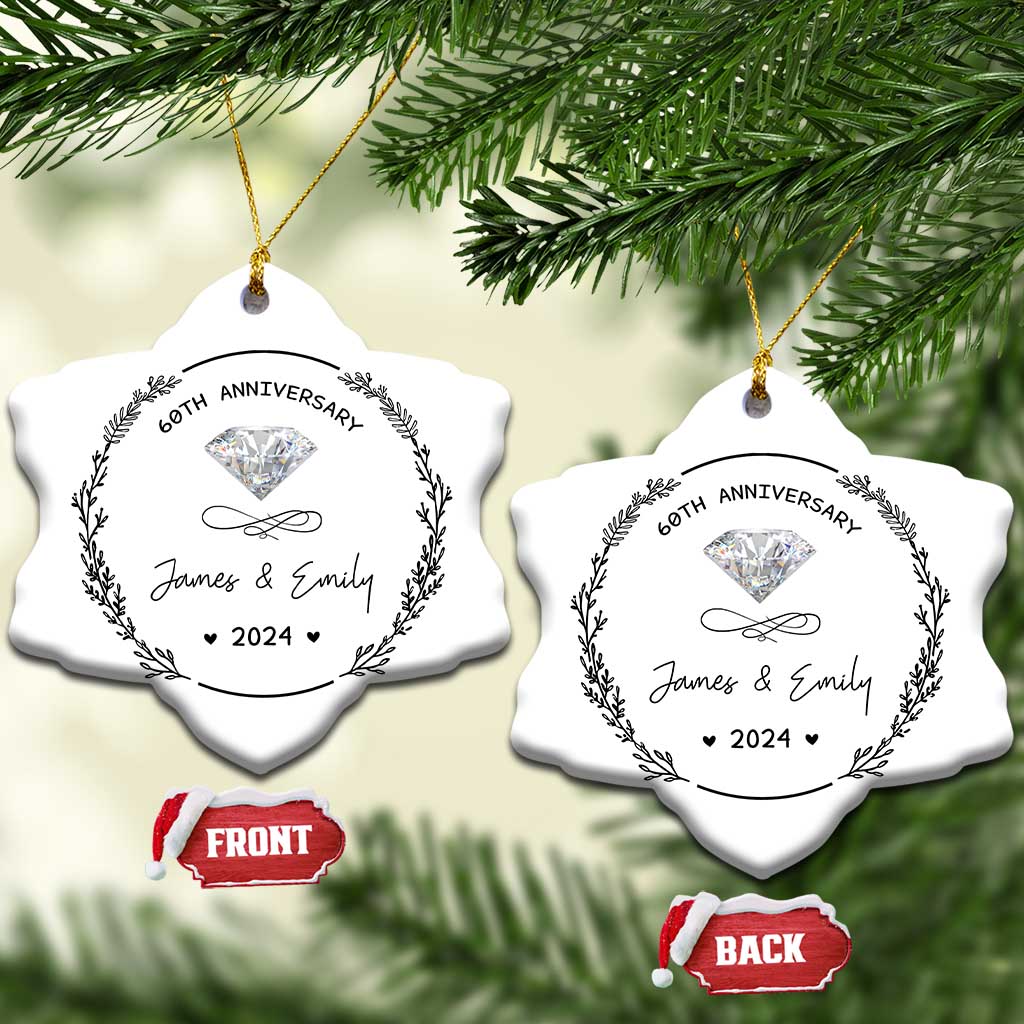 Personalised 60th Wedding Anniversary Christmas Ornament Custom Name Diamond 60 Years of Marriage TS10