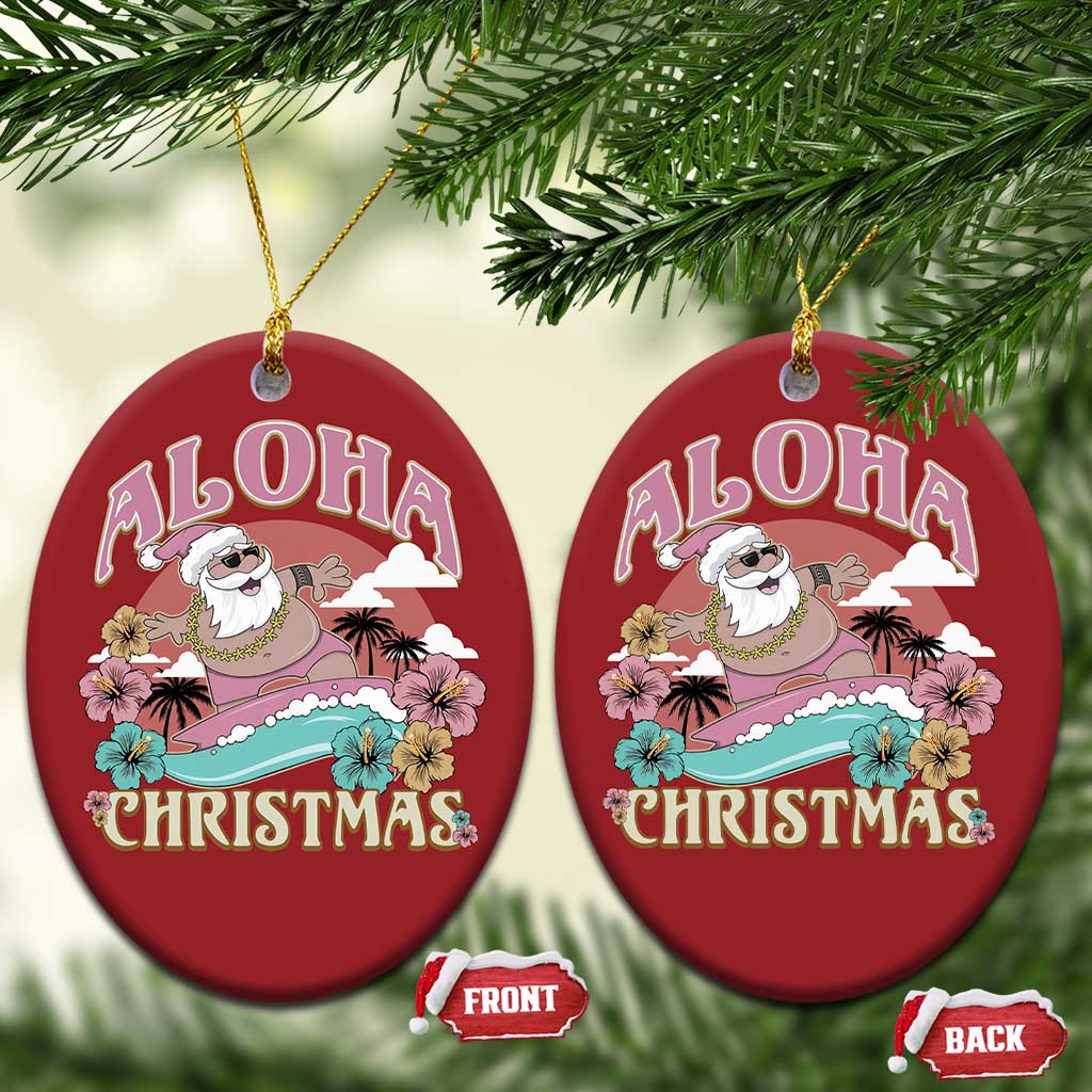 Hawaii Christmas Ornament Surfing Santa With Tattoos Aloha Christmas TS10