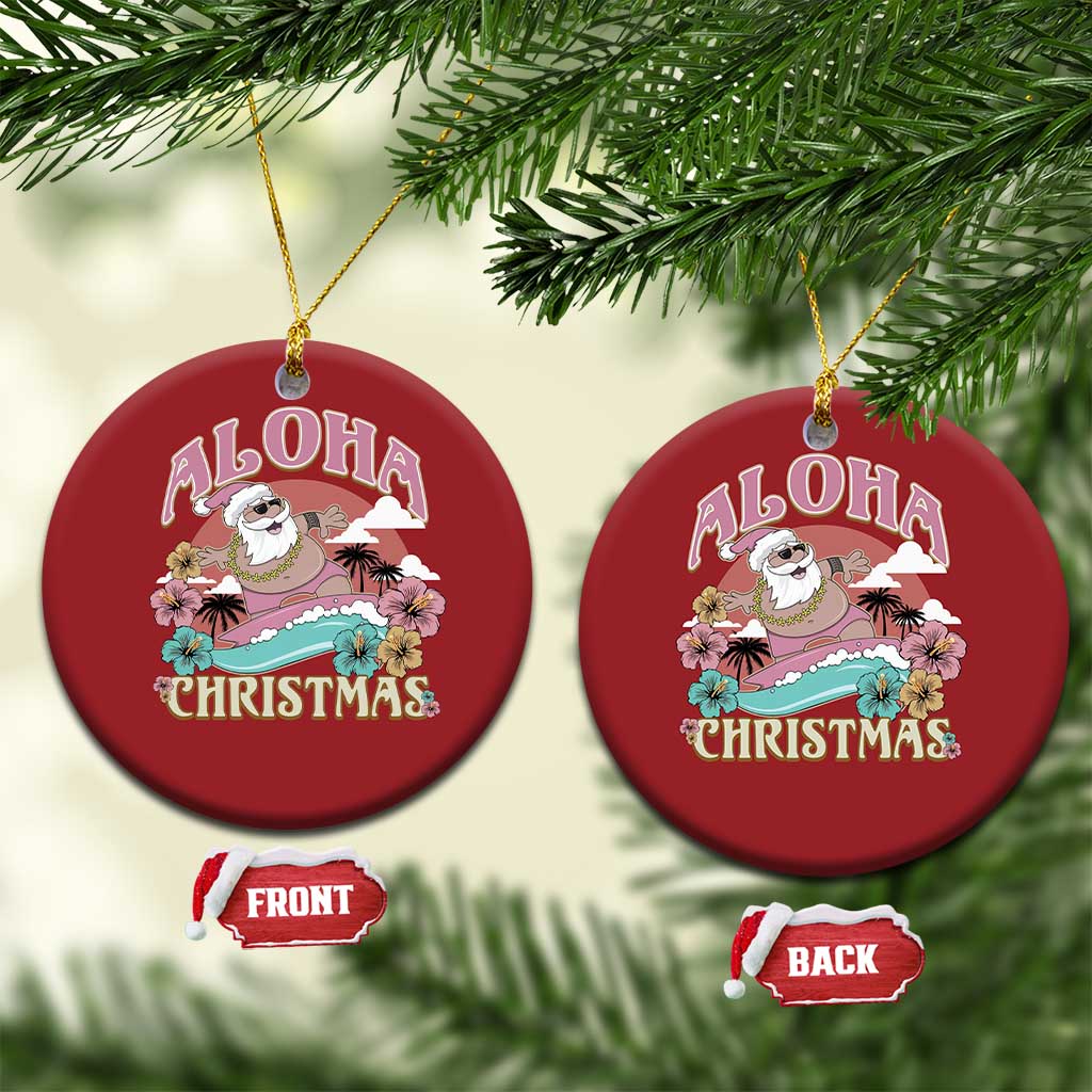 Hawaii Christmas Ornament Surfing Santa With Tattoos Aloha Christmas TS10