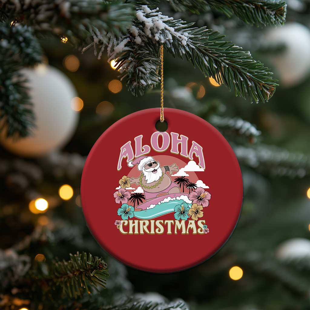 Hawaii Christmas Ornament Surfing Santa With Tattoos Aloha Christmas TS10