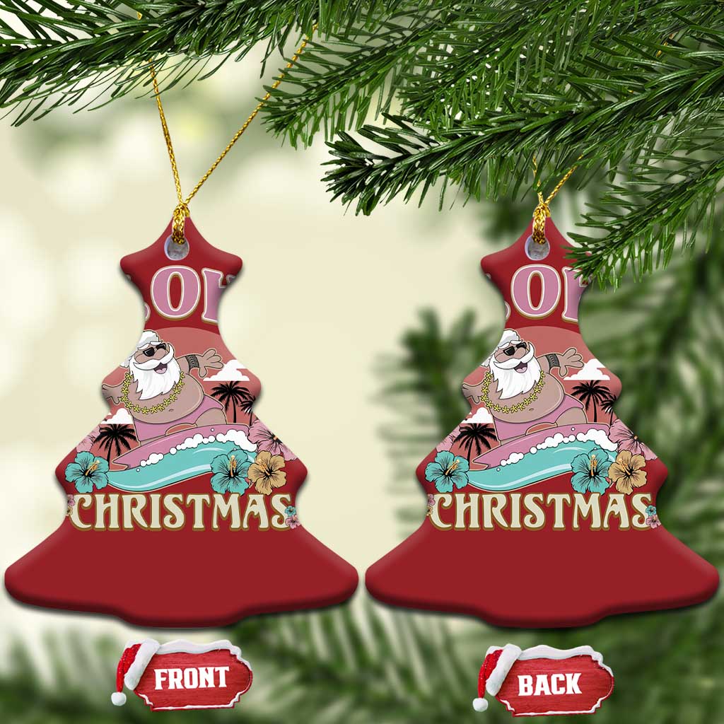Hawaii Christmas Ornament Surfing Santa With Tattoos Aloha Christmas TS10