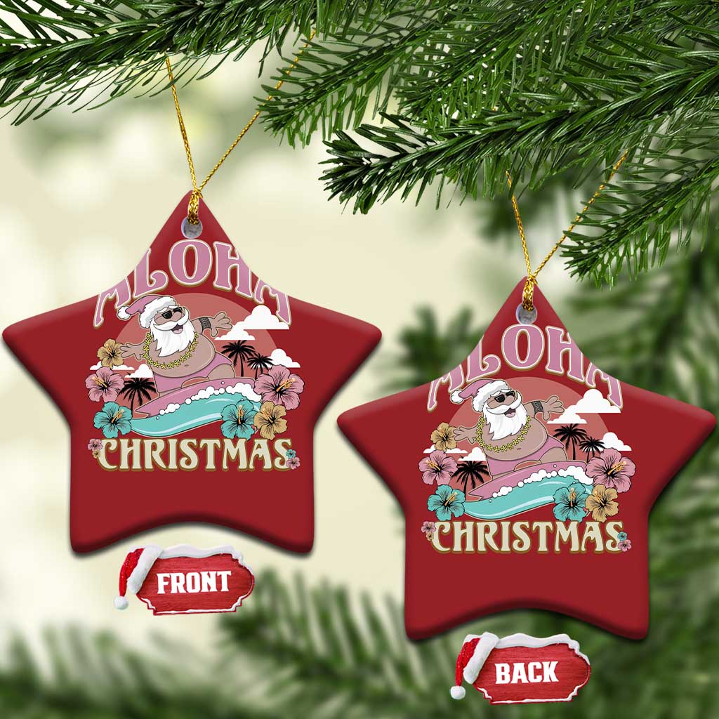 Hawaii Christmas Ornament Surfing Santa With Tattoos Aloha Christmas TS10